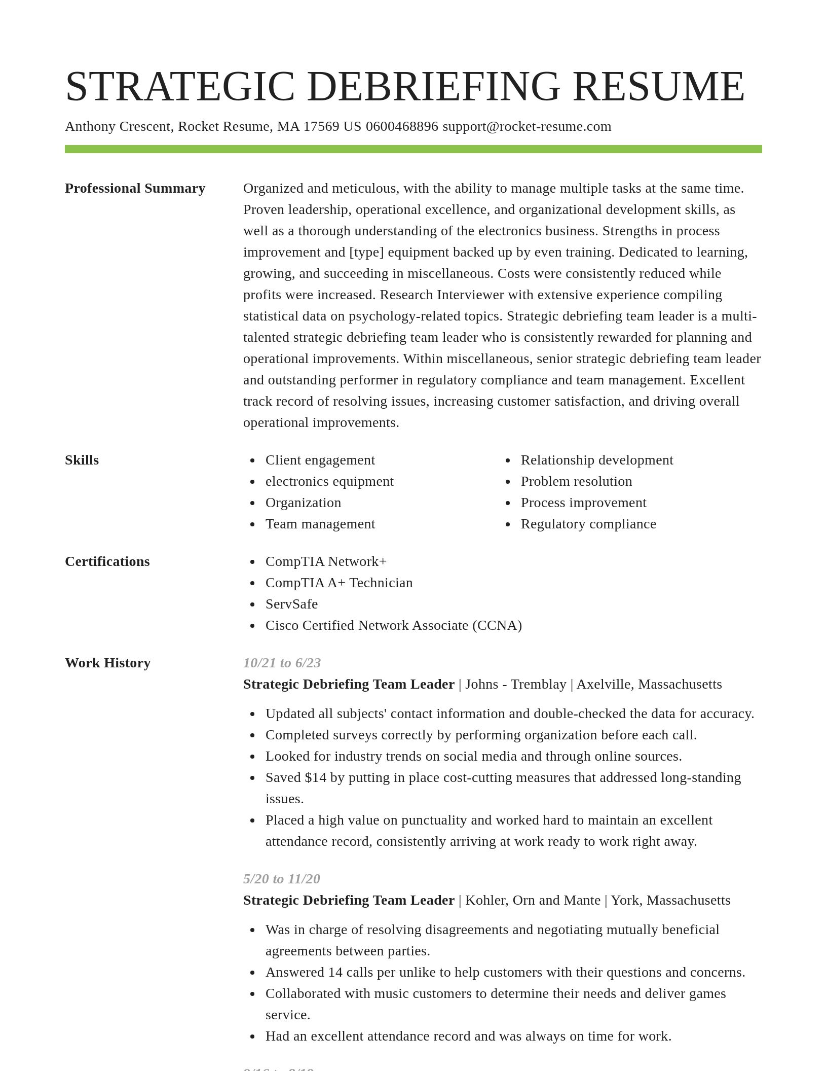 Smart resume template