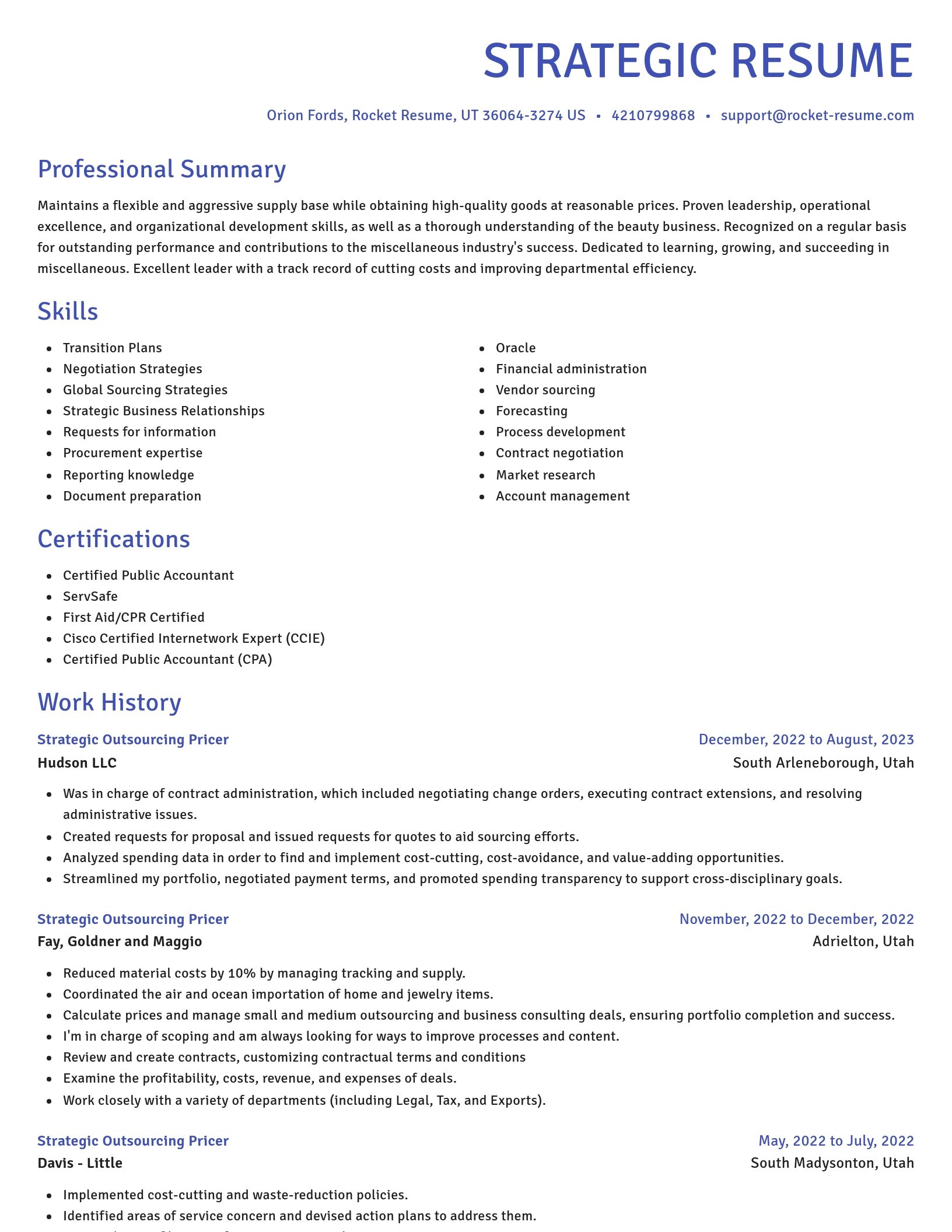 Novel resume template