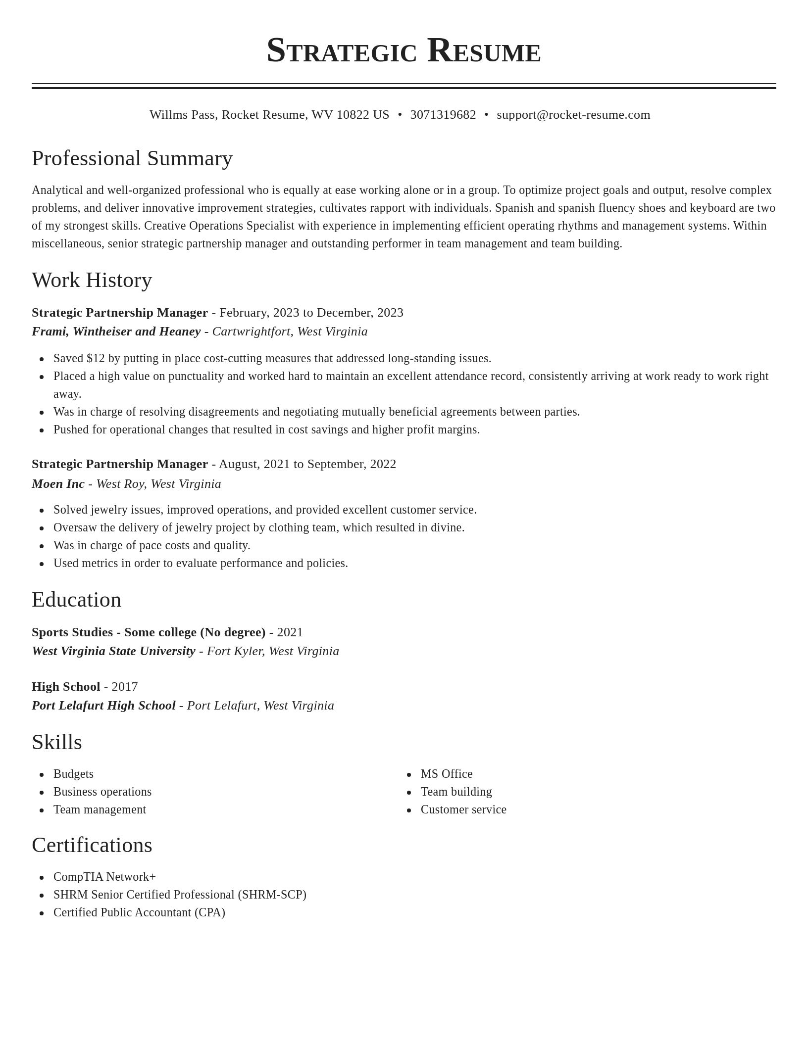 Classic resume template