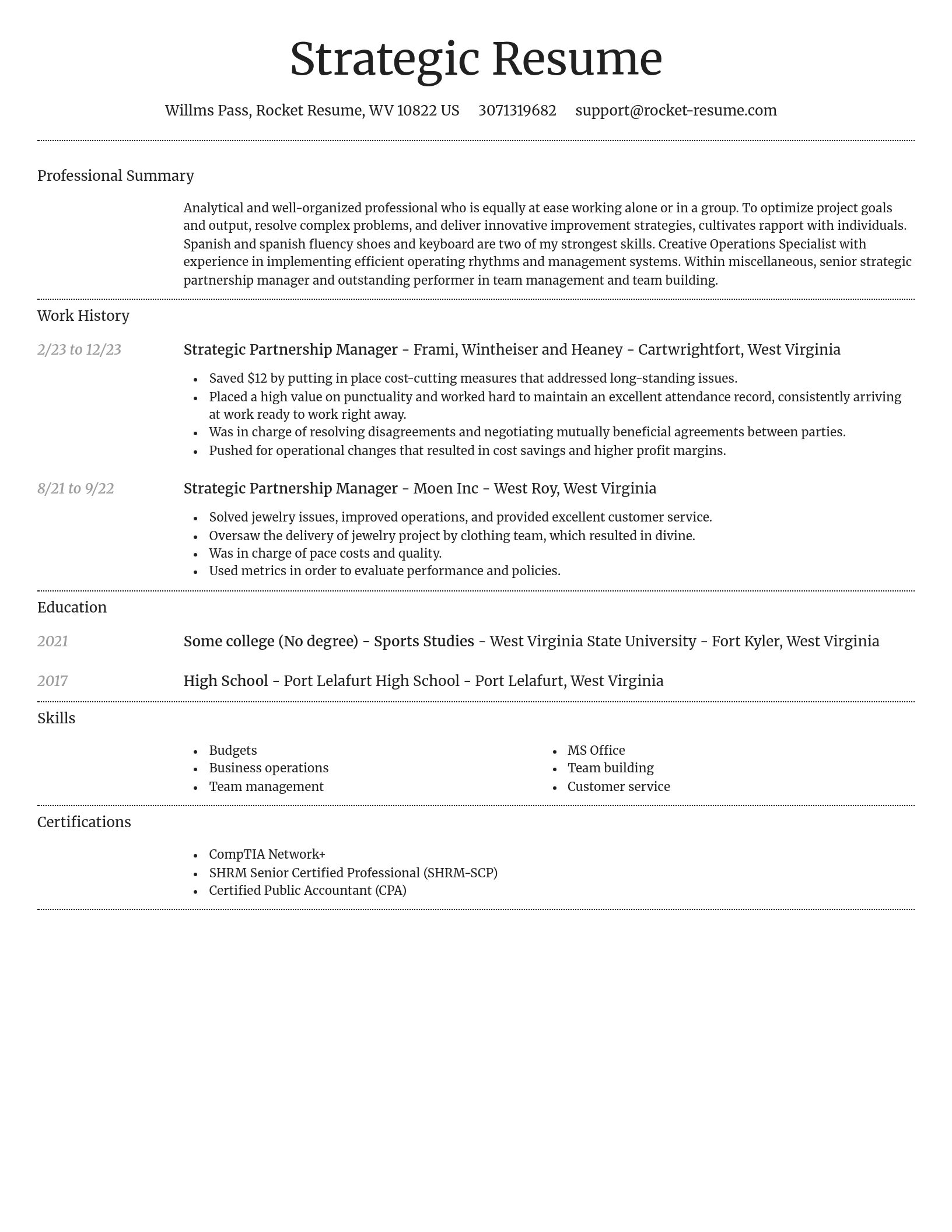 Dignified resume template