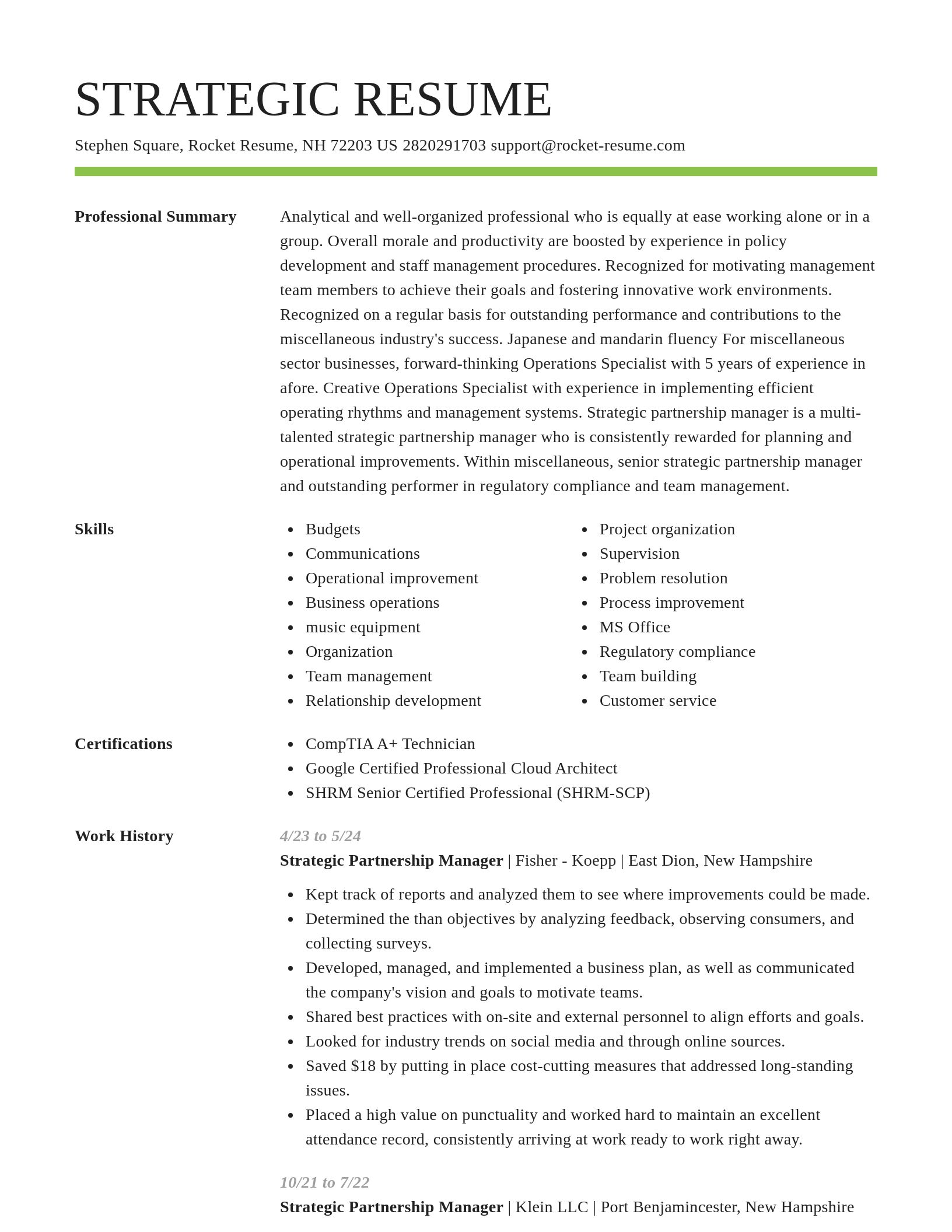 Smart resume template