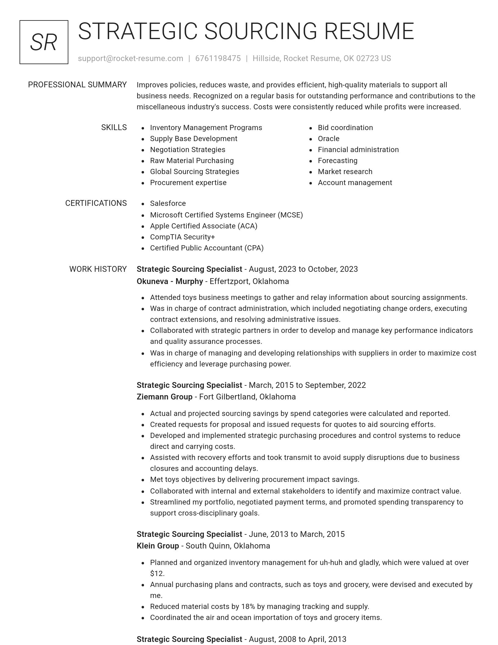 Renowned resume template