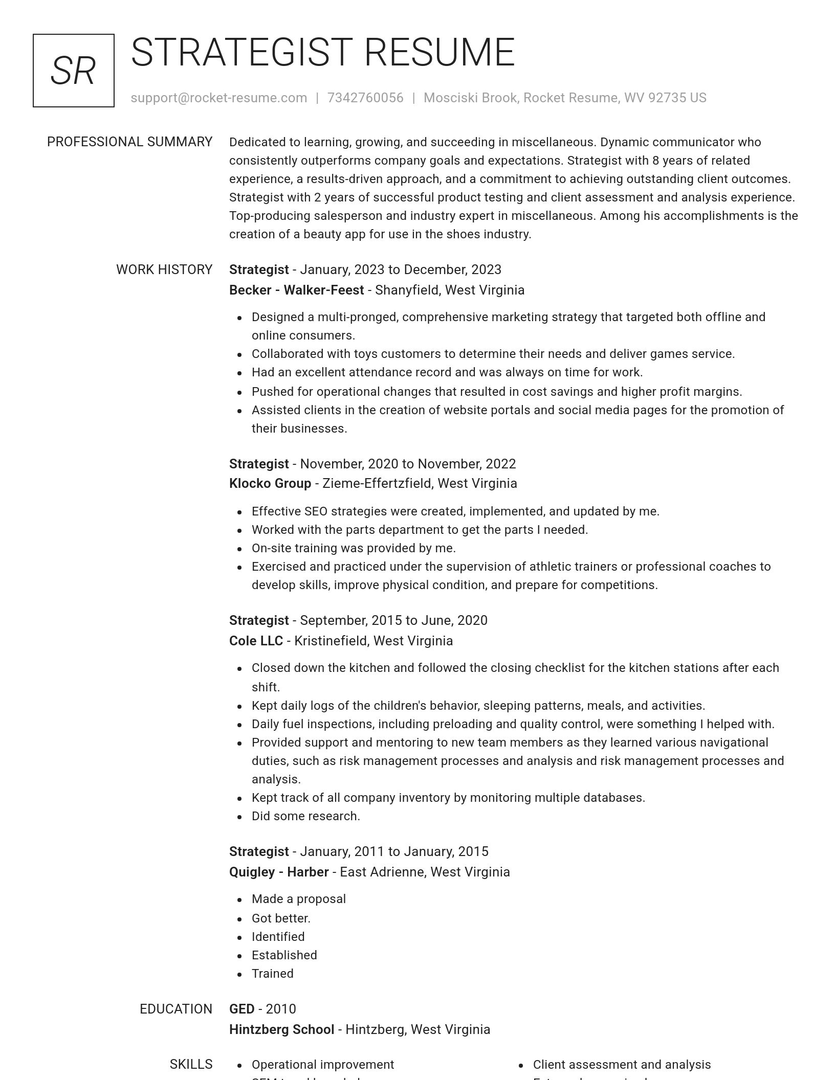 Renowned resume template