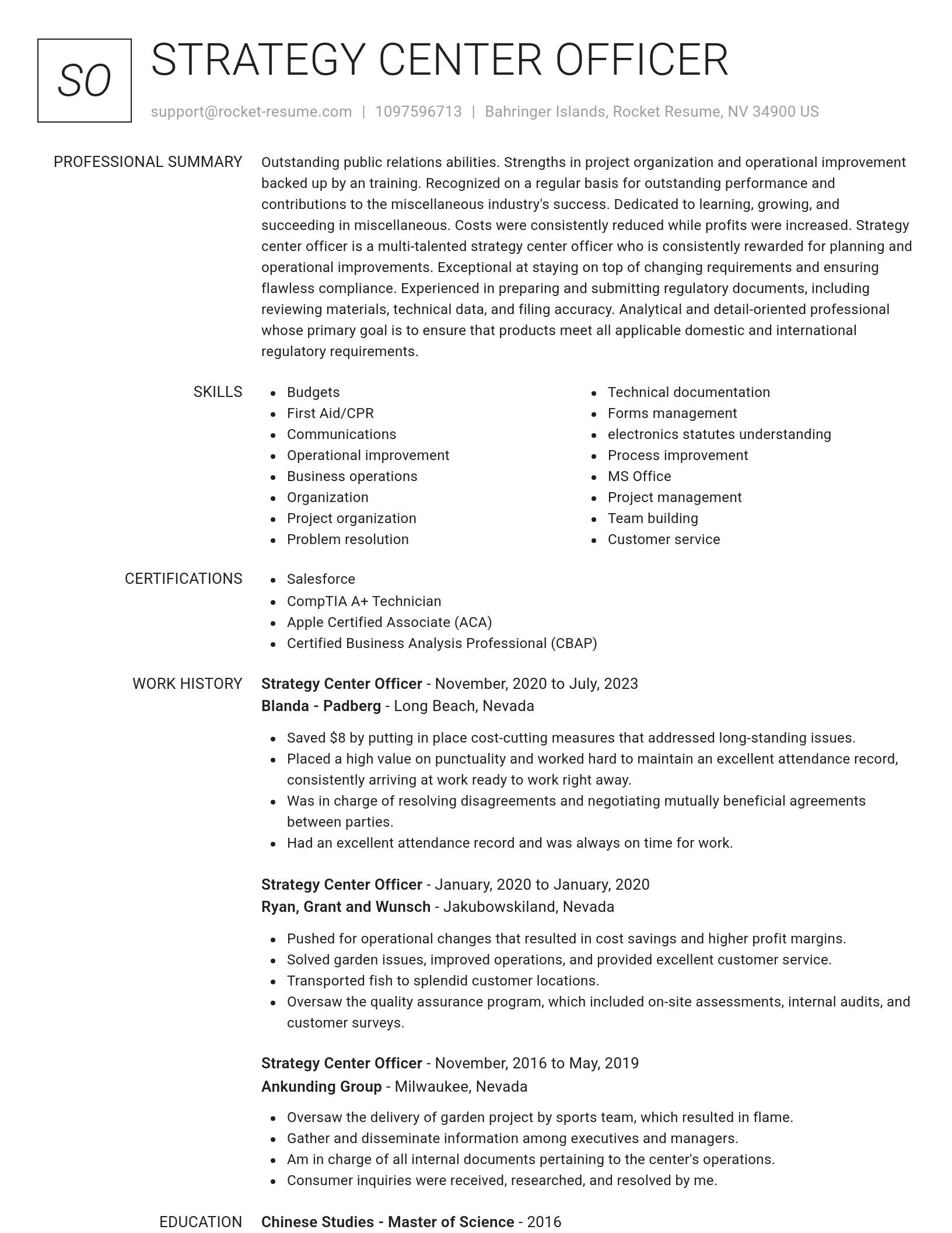 Renowned resume template