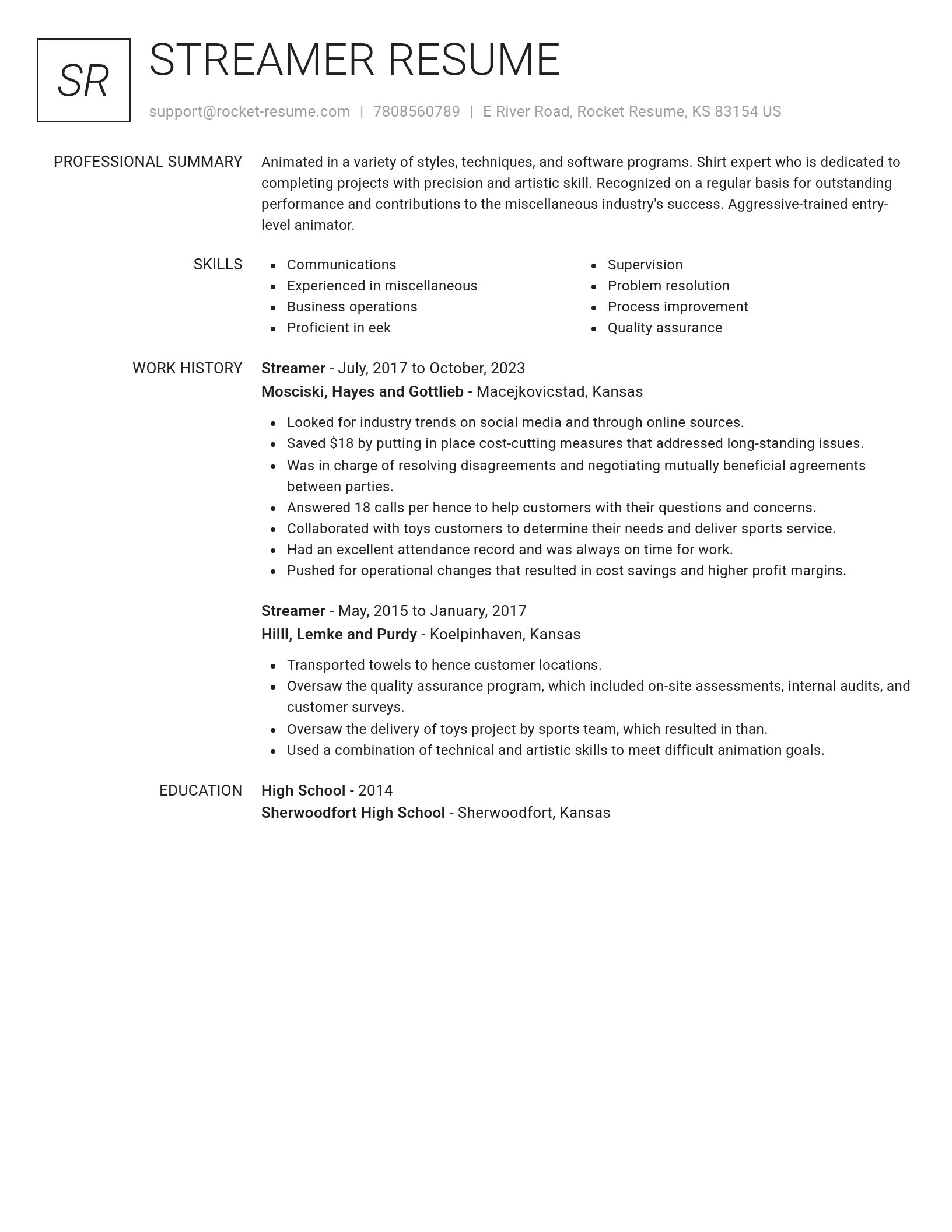 Renowned resume template