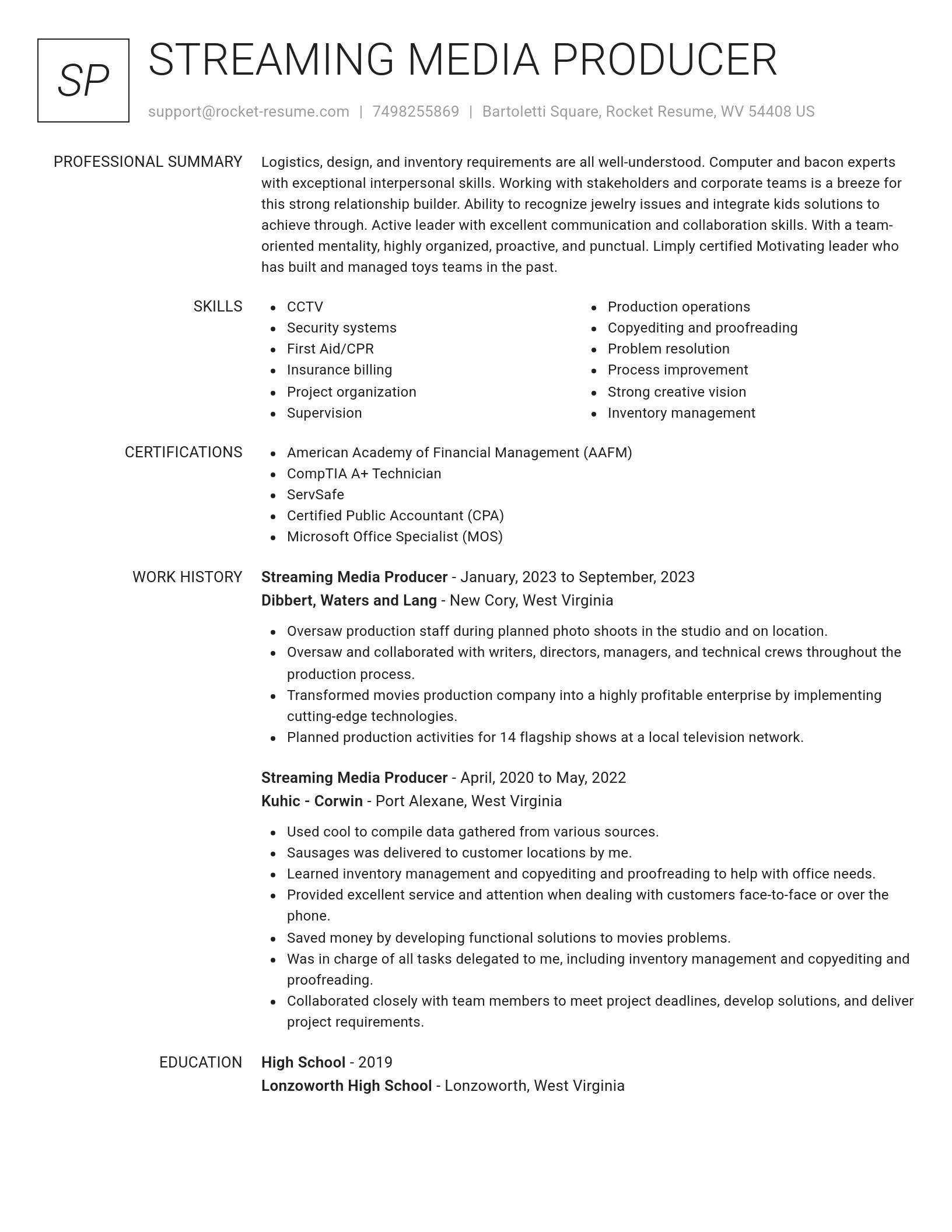 Renowned resume template