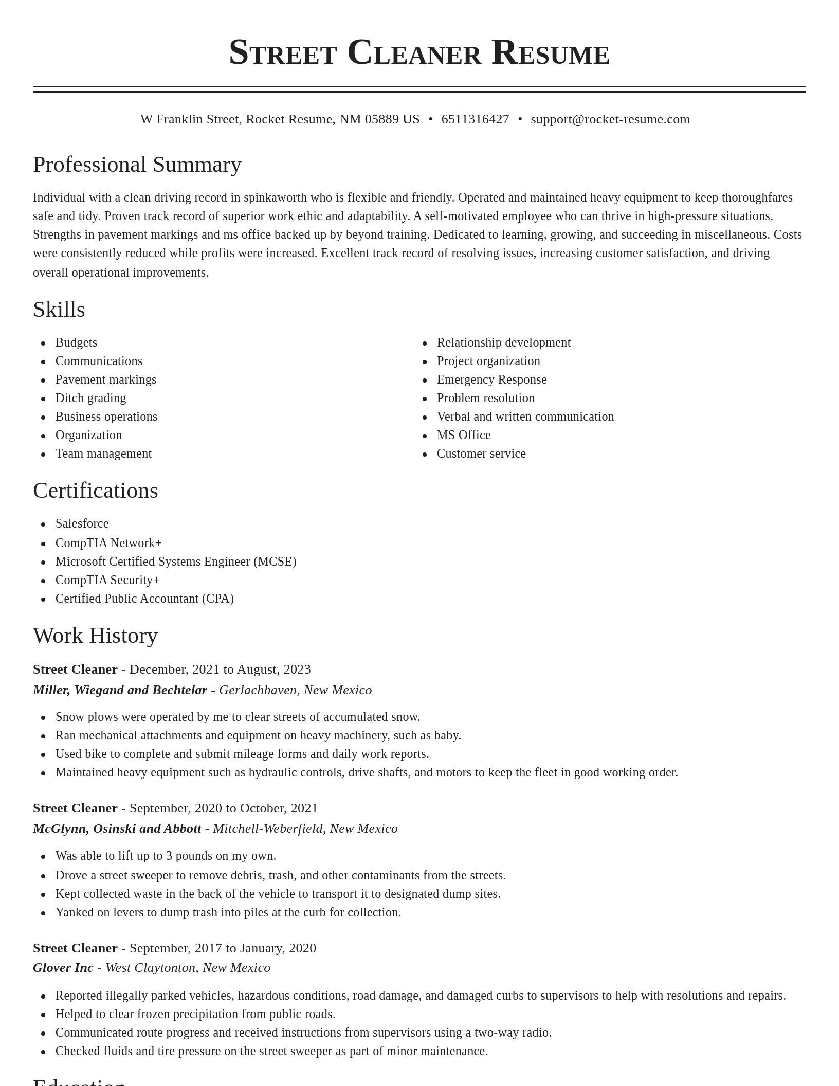 Classic resume template