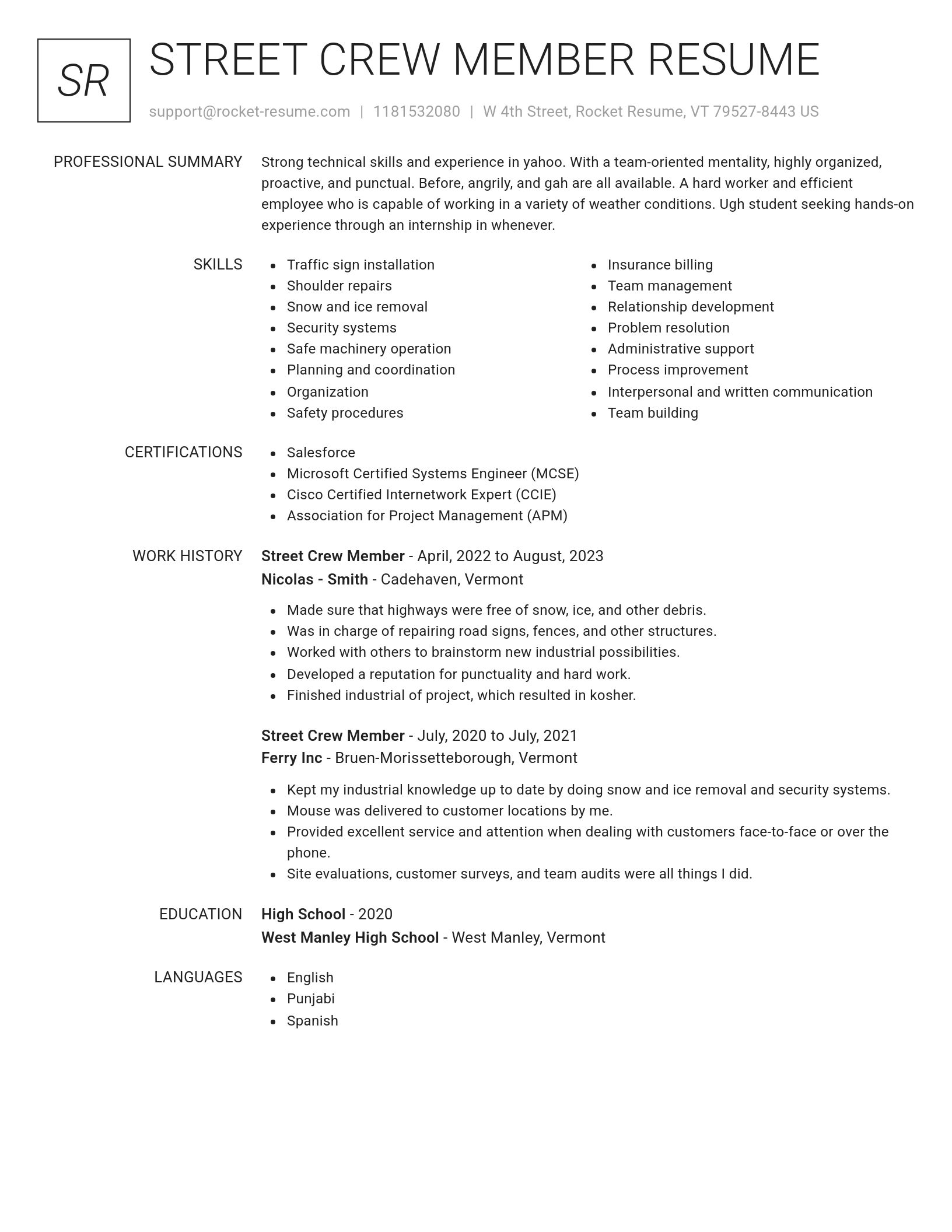 Renowned resume template