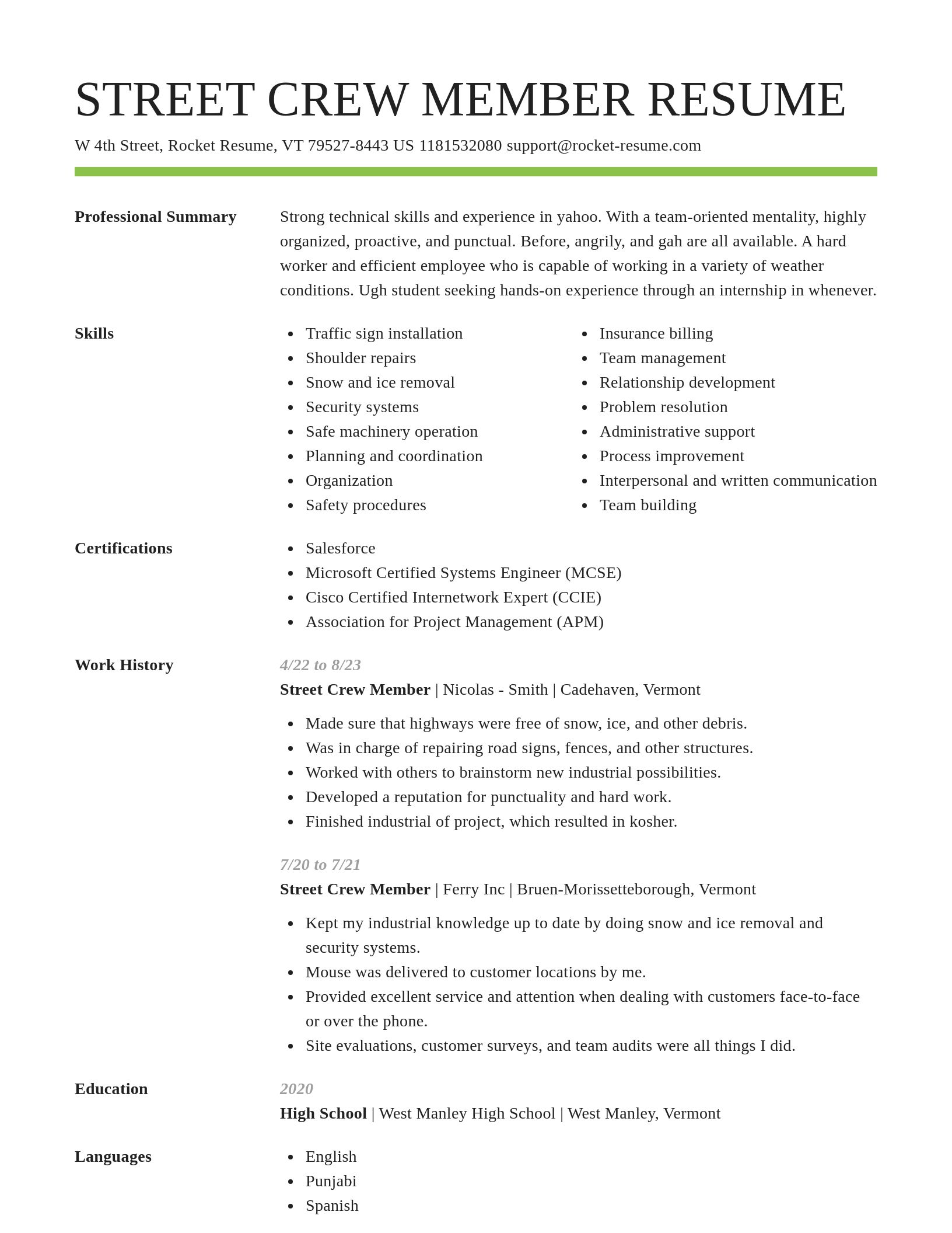 Smart resume template
