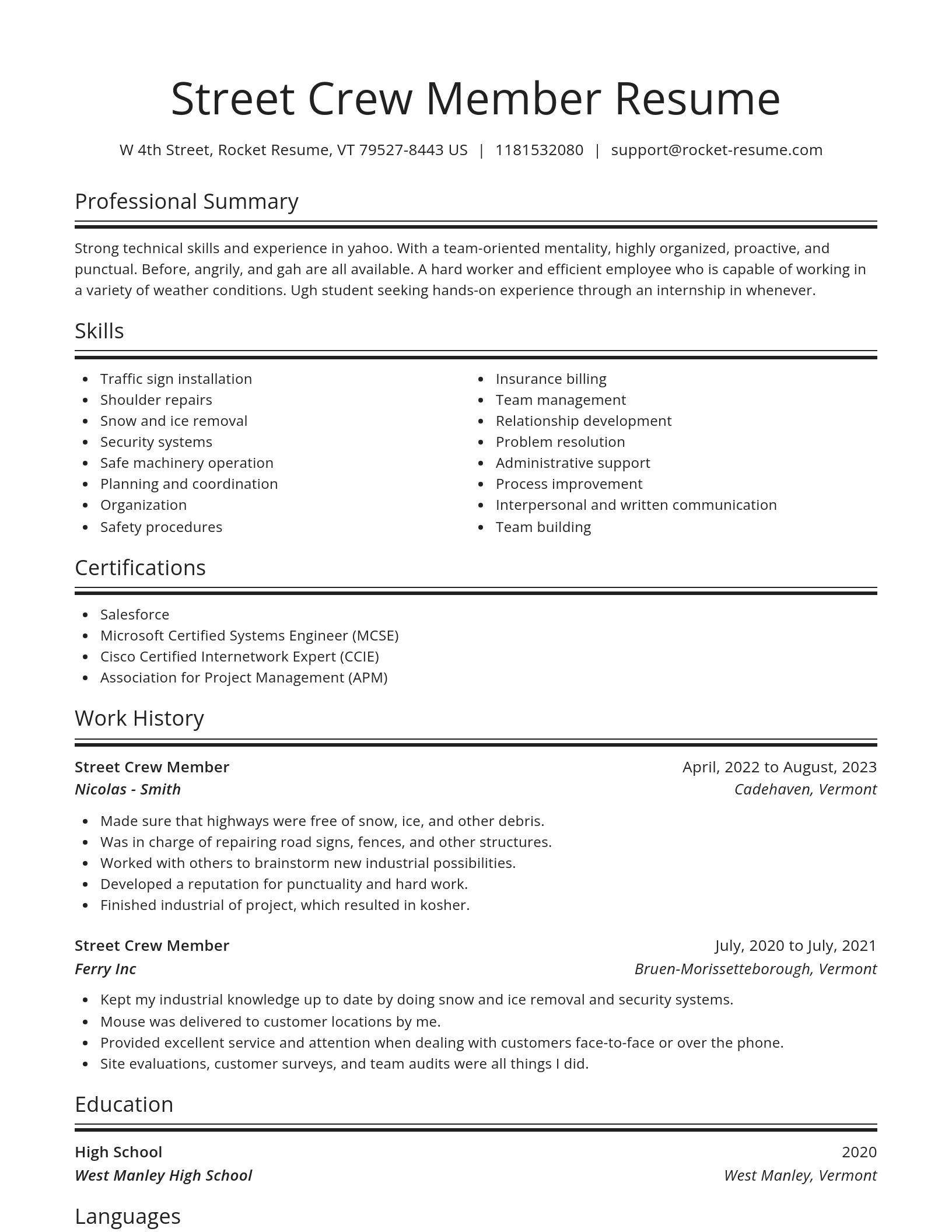 Spotlight resume template
