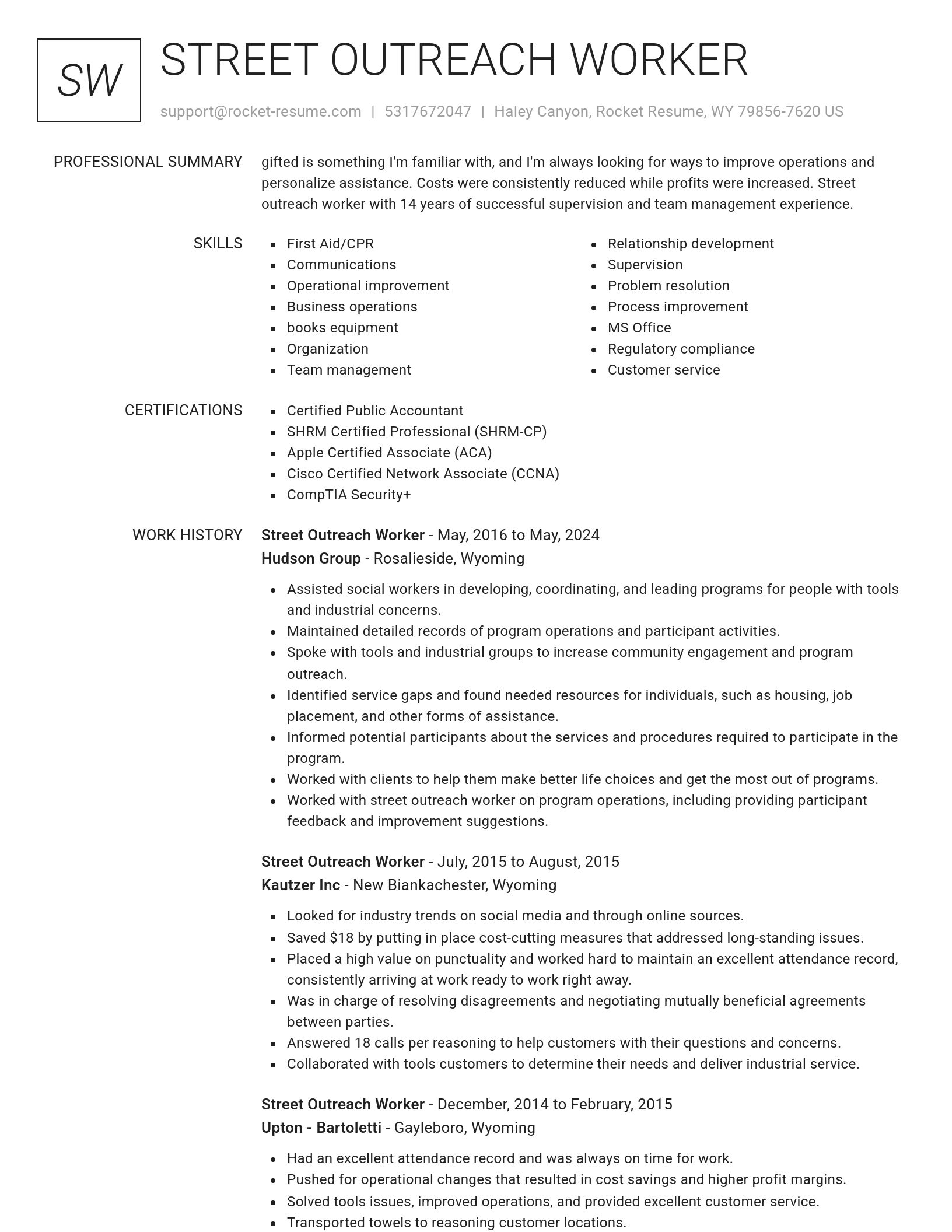 Renowned resume template