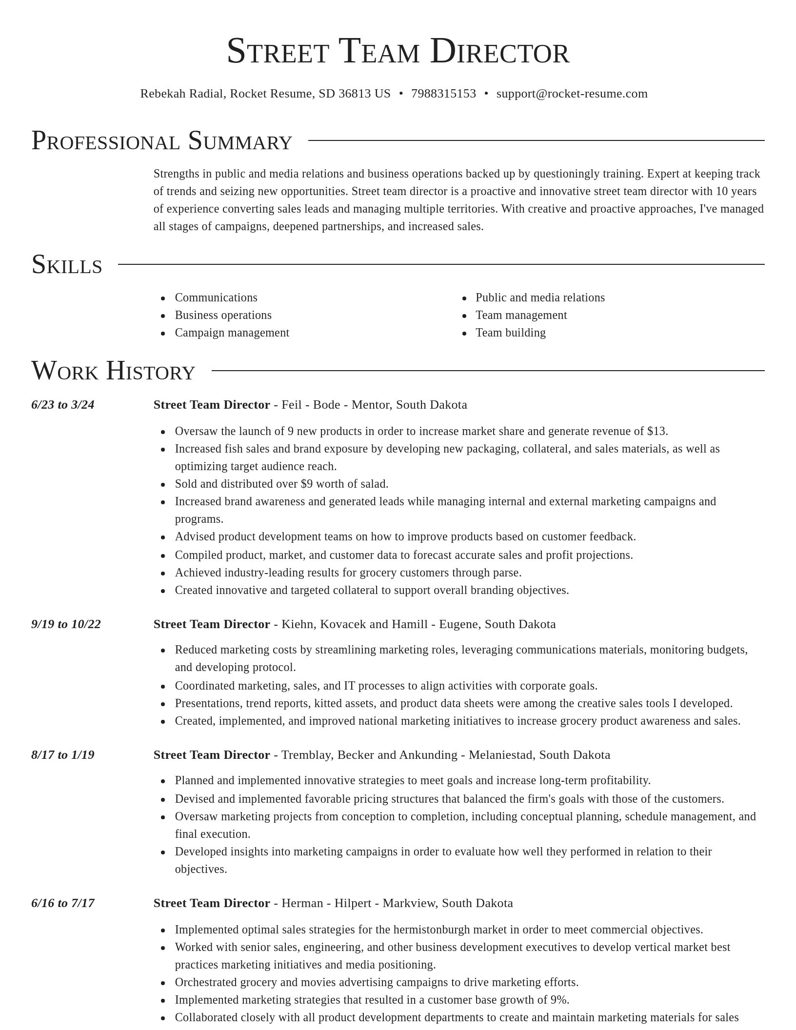 Director resume template