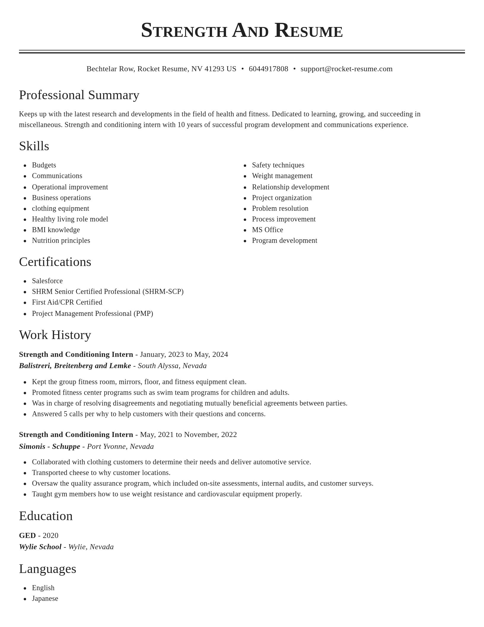 Classic resume template