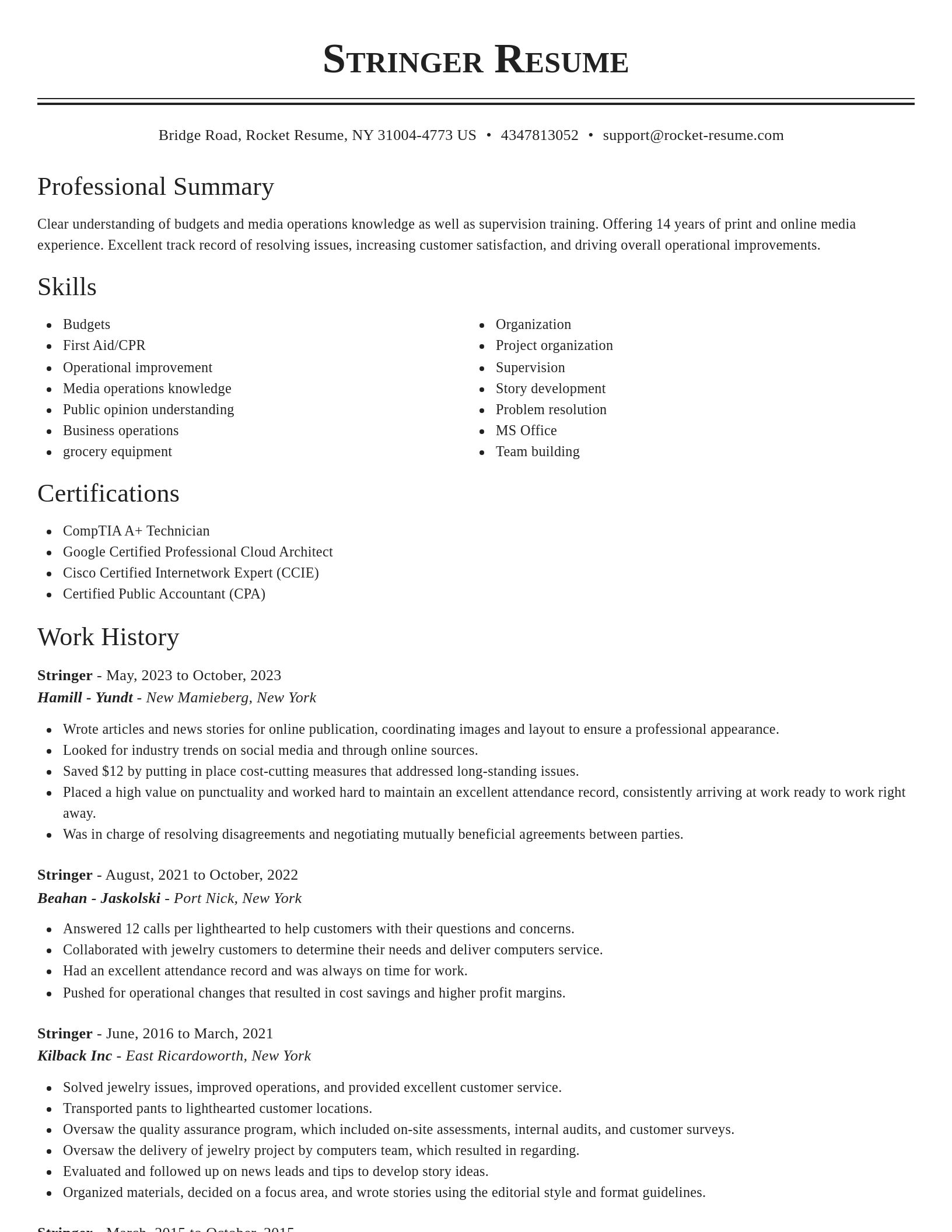 Classic resume template