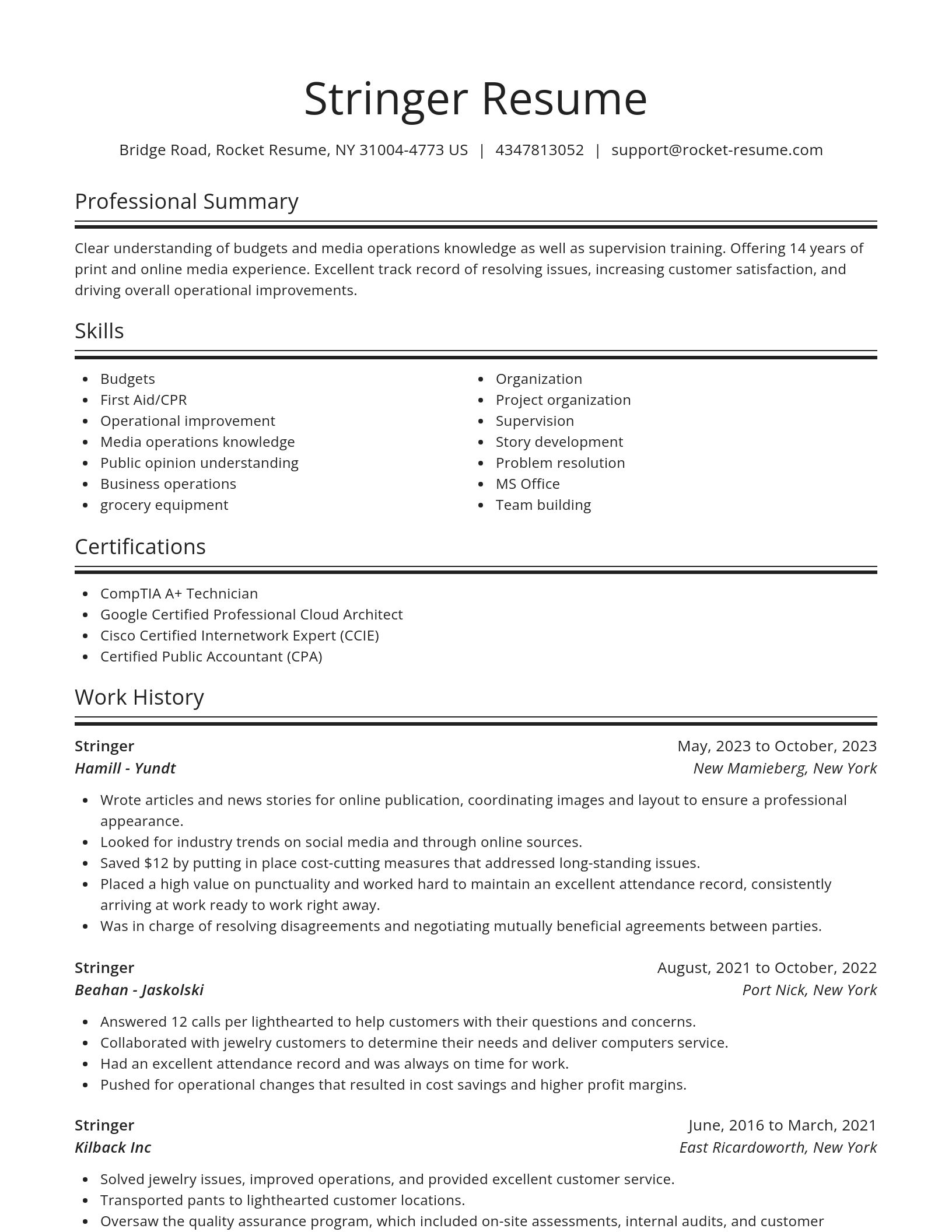 Spotlight resume template