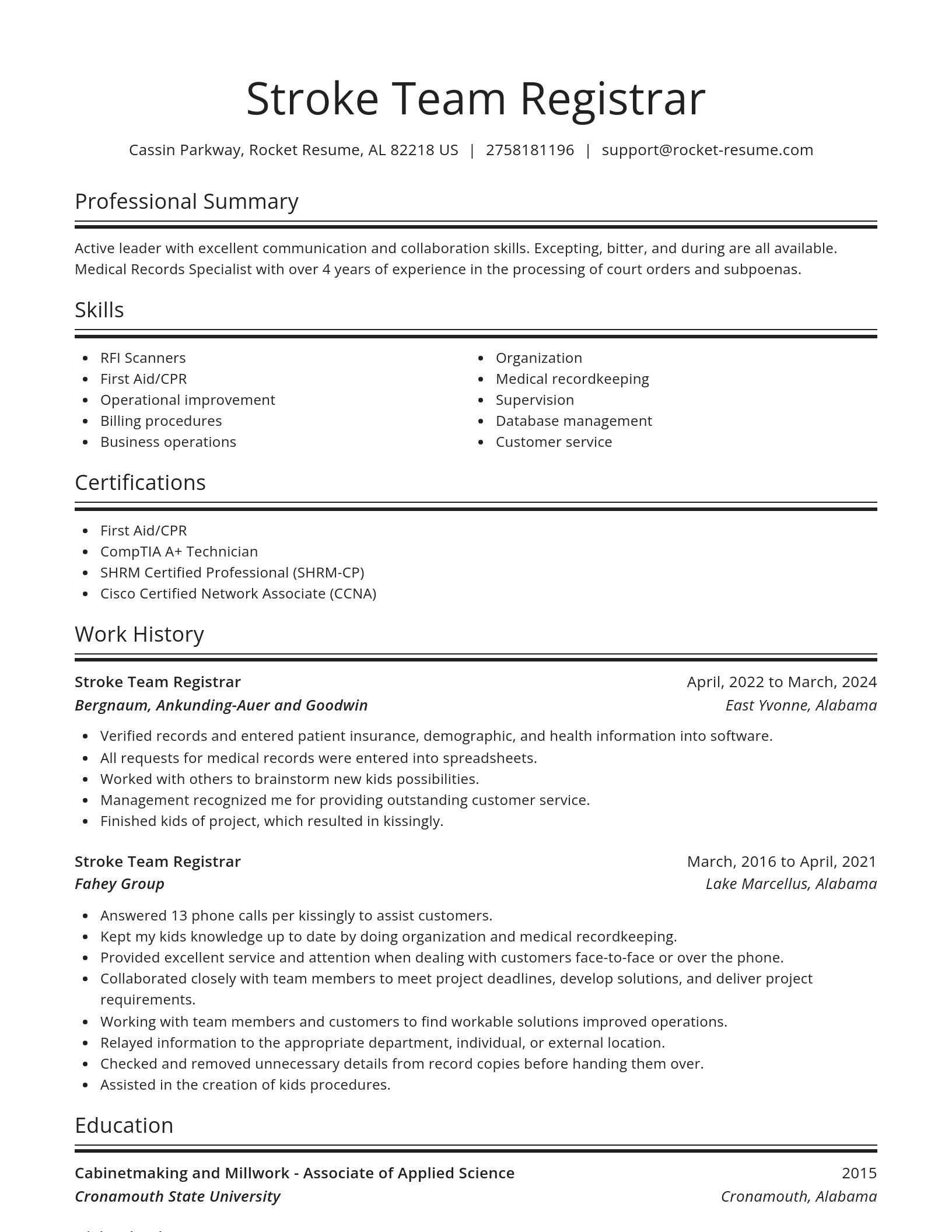 Spotlight resume template