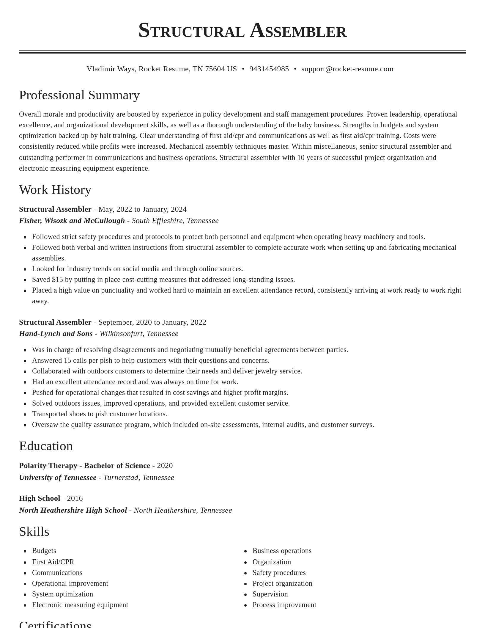 Classic resume template