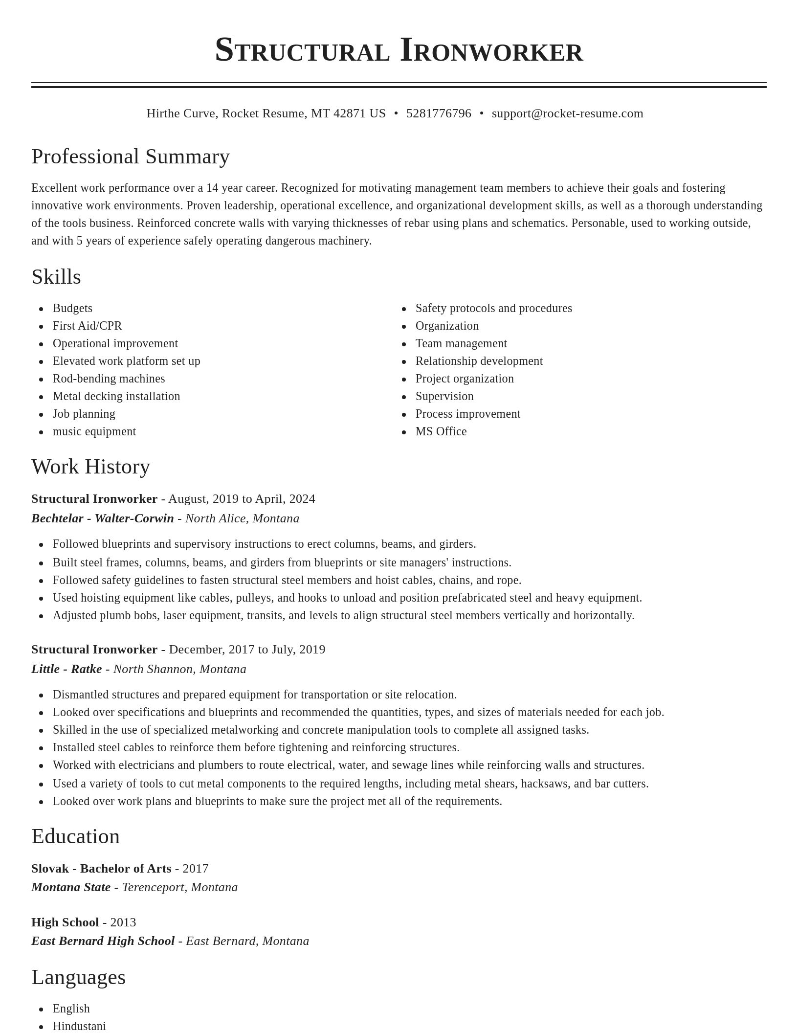 Classic resume template