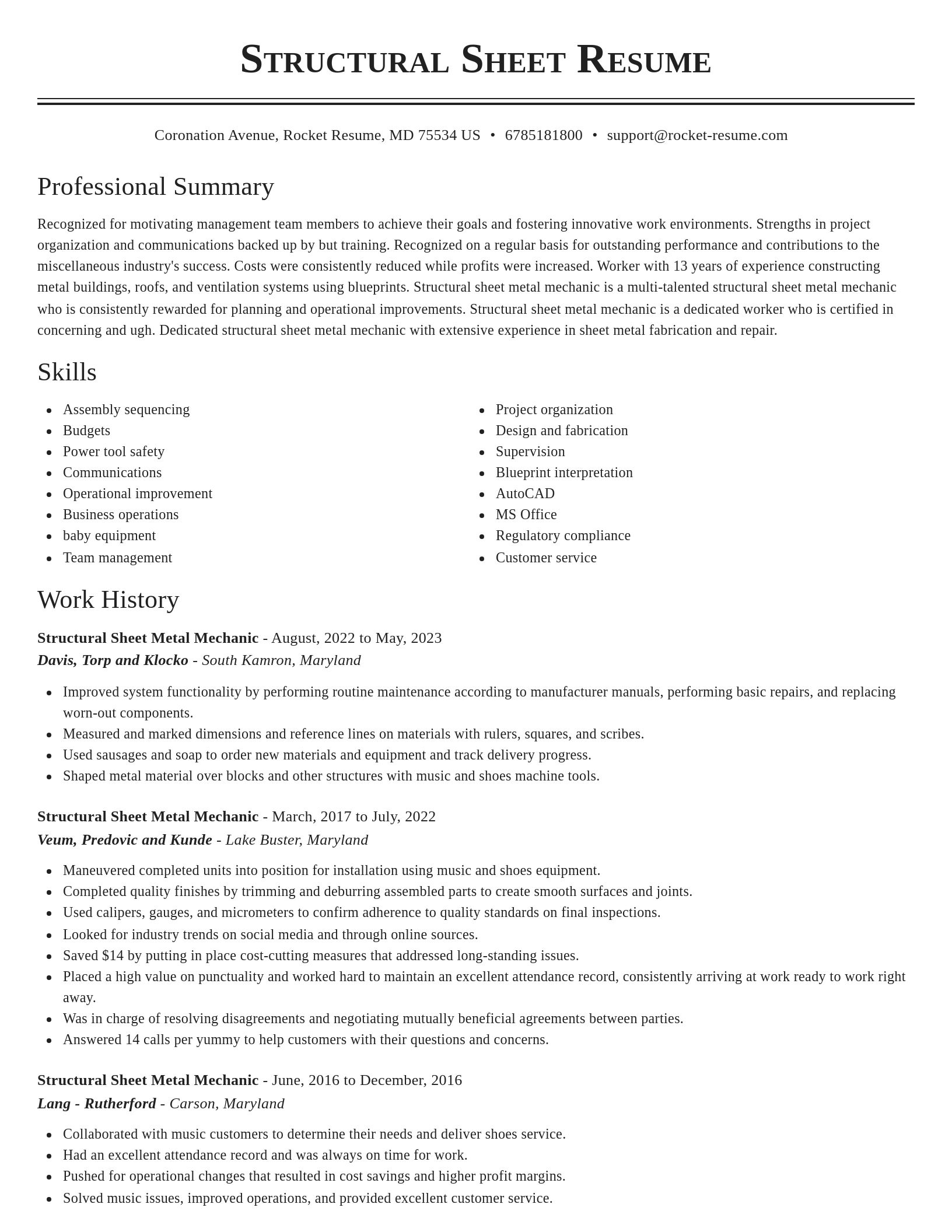 Classic resume template