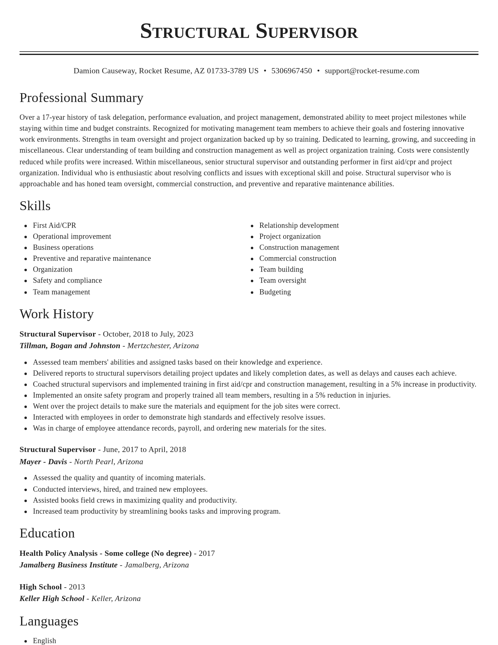 Classic resume template