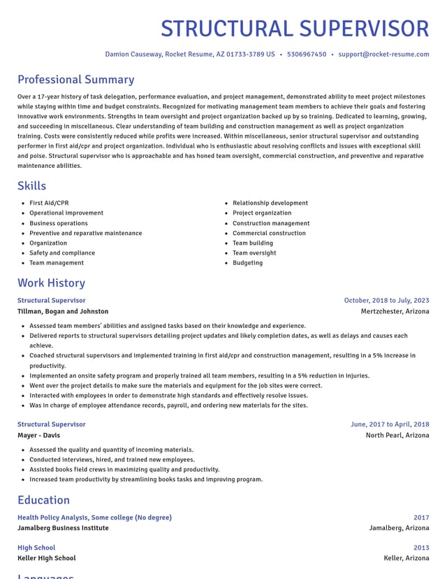 Novel resume template