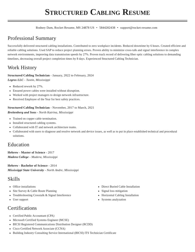 Classic resume template