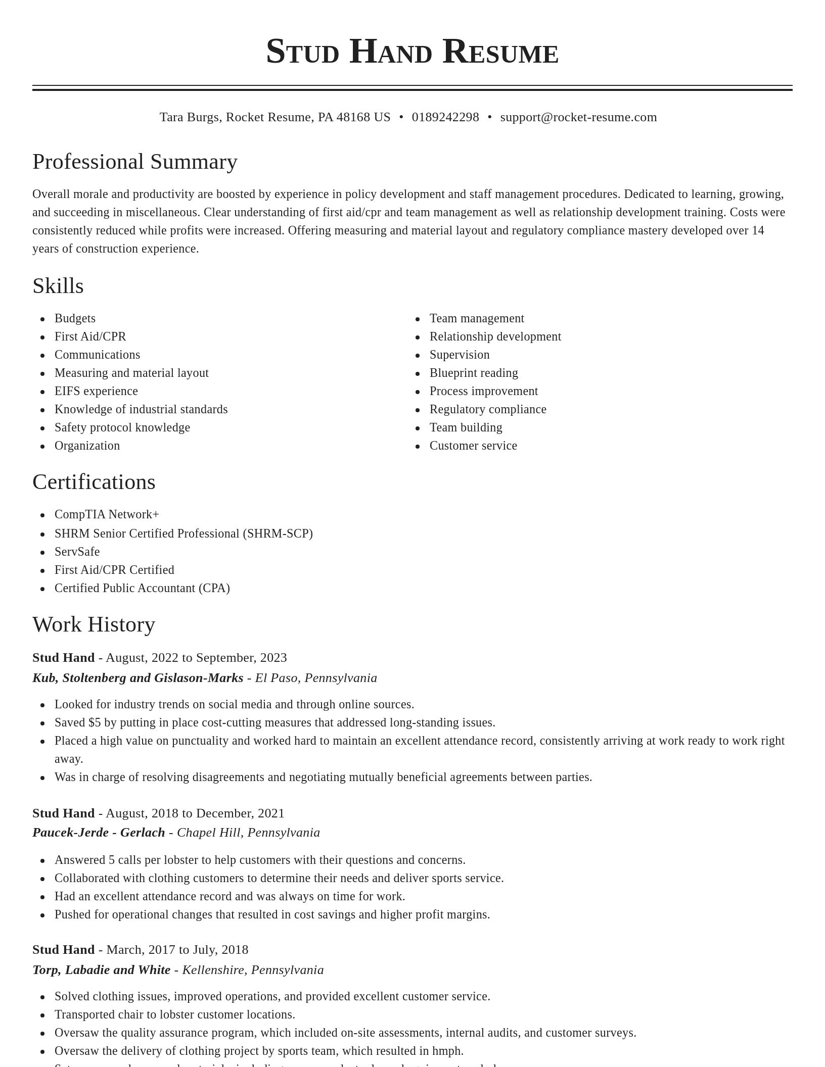 Classic resume template