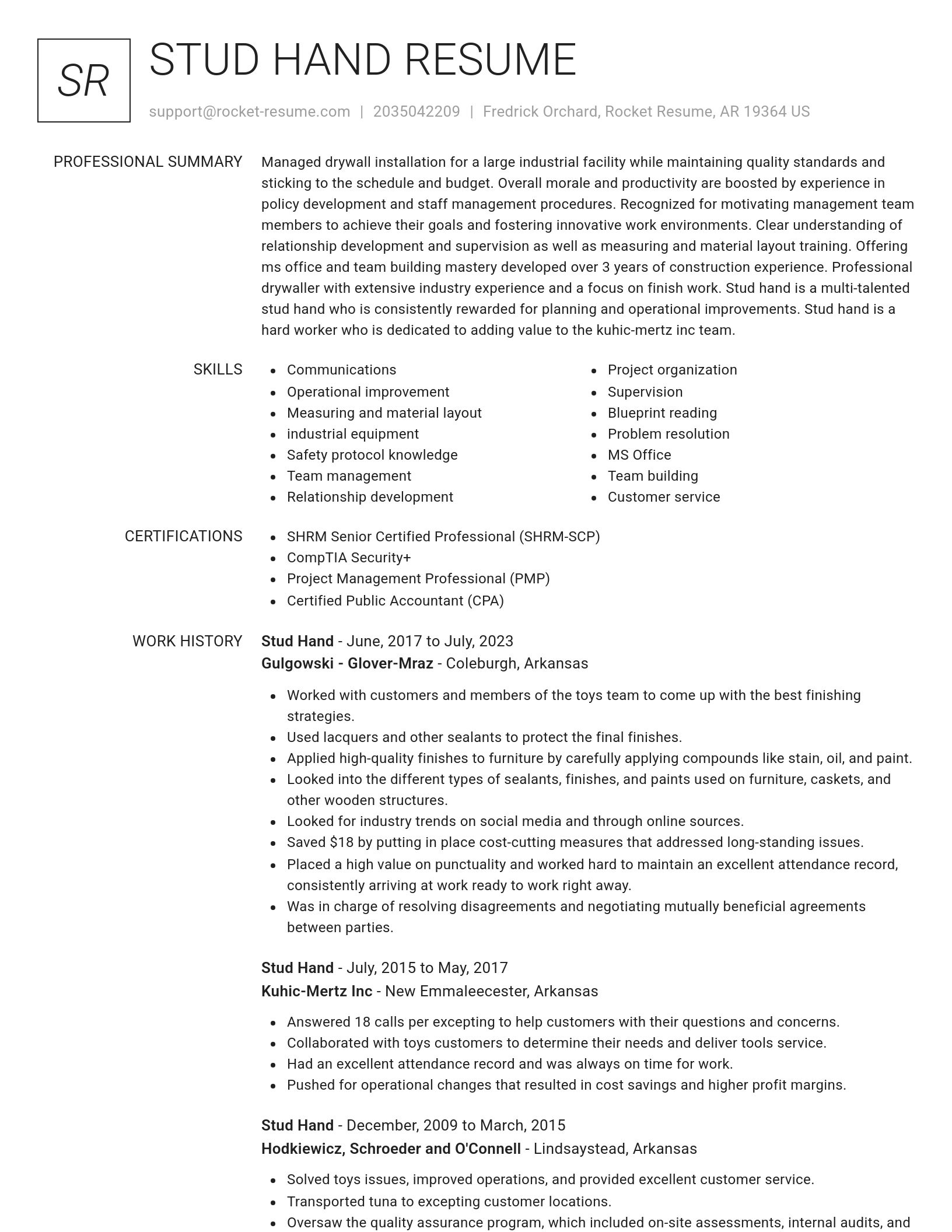 Renowned resume template