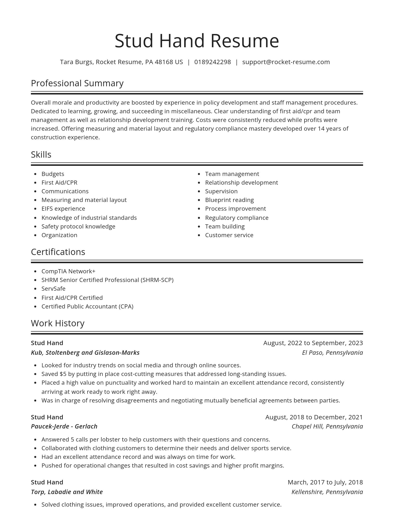 Spotlight resume template