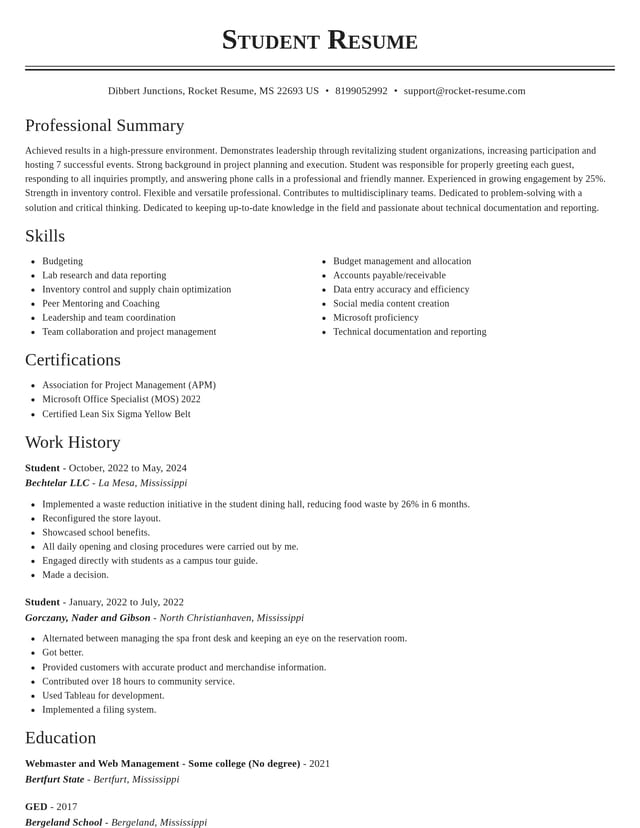 Classic resume template