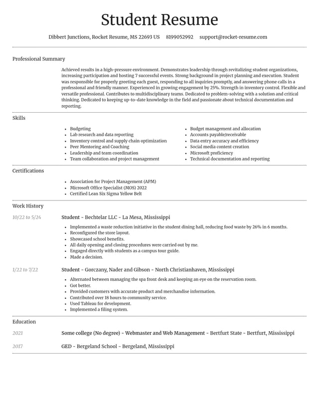 Dignified resume template