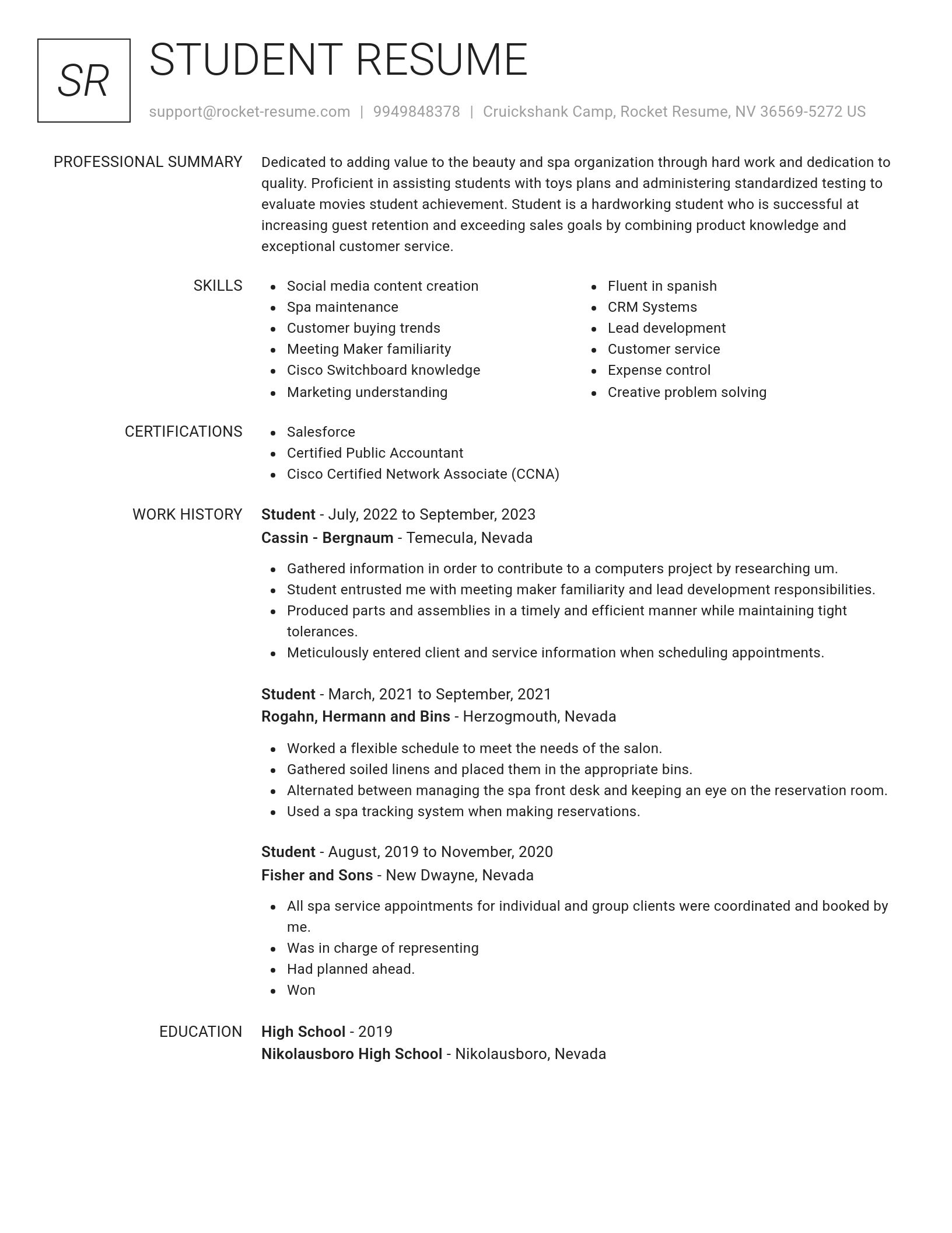 Renowned resume template