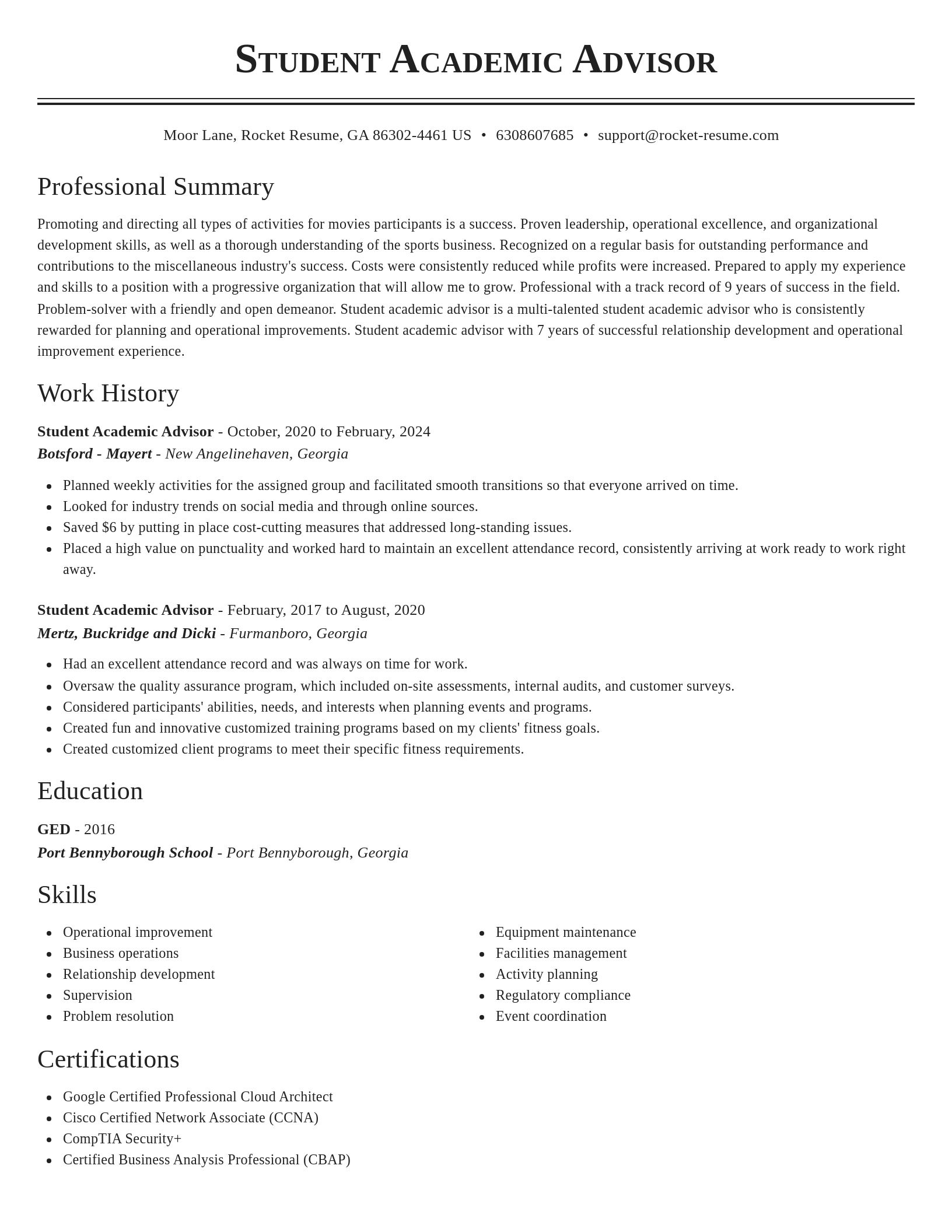 Classic resume template