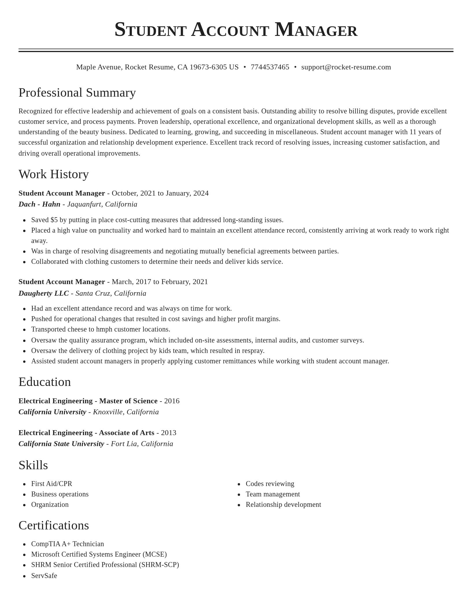 Classic resume template
