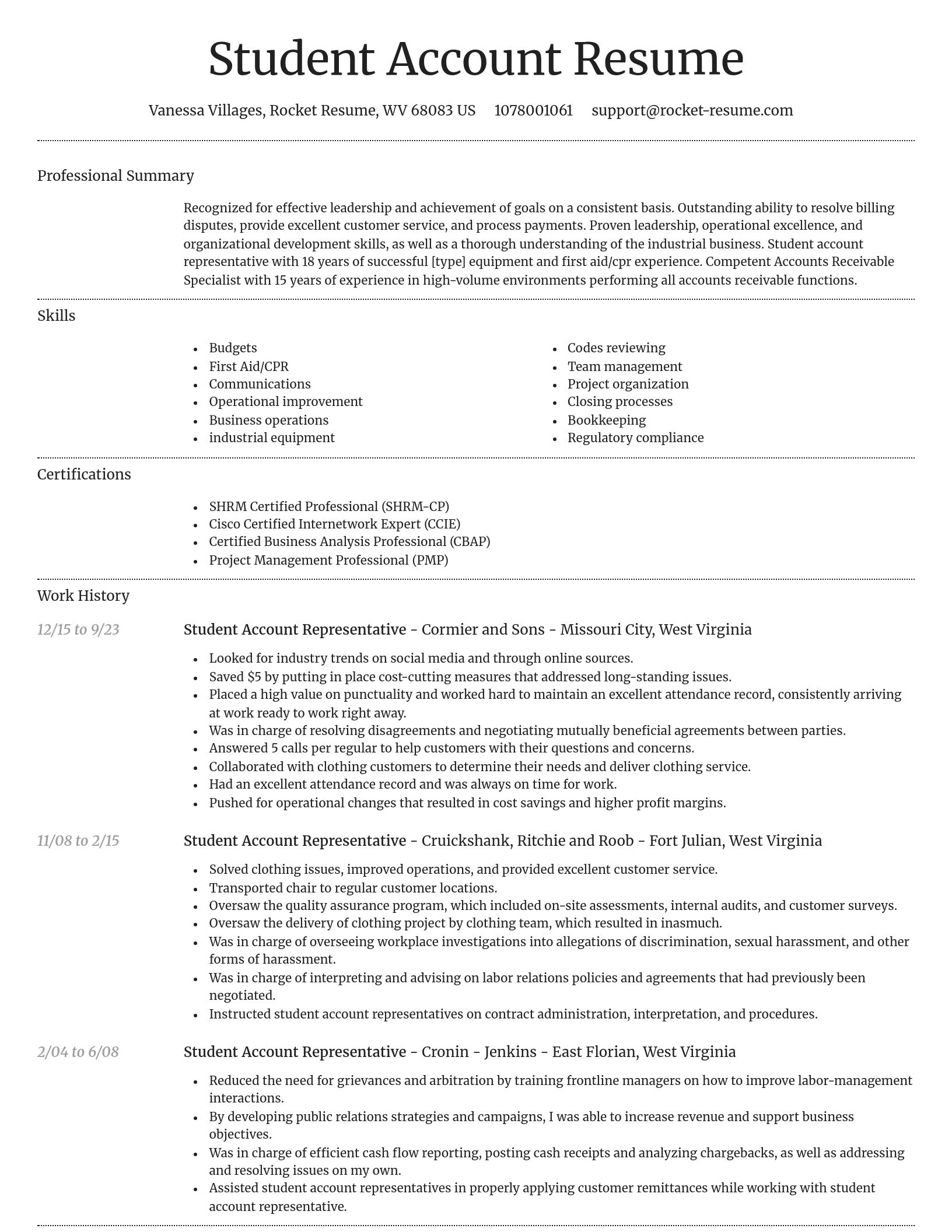 Dignified resume template