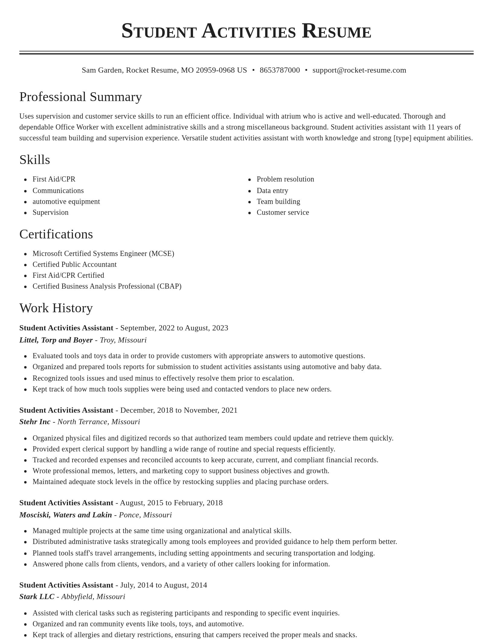 Classic resume template