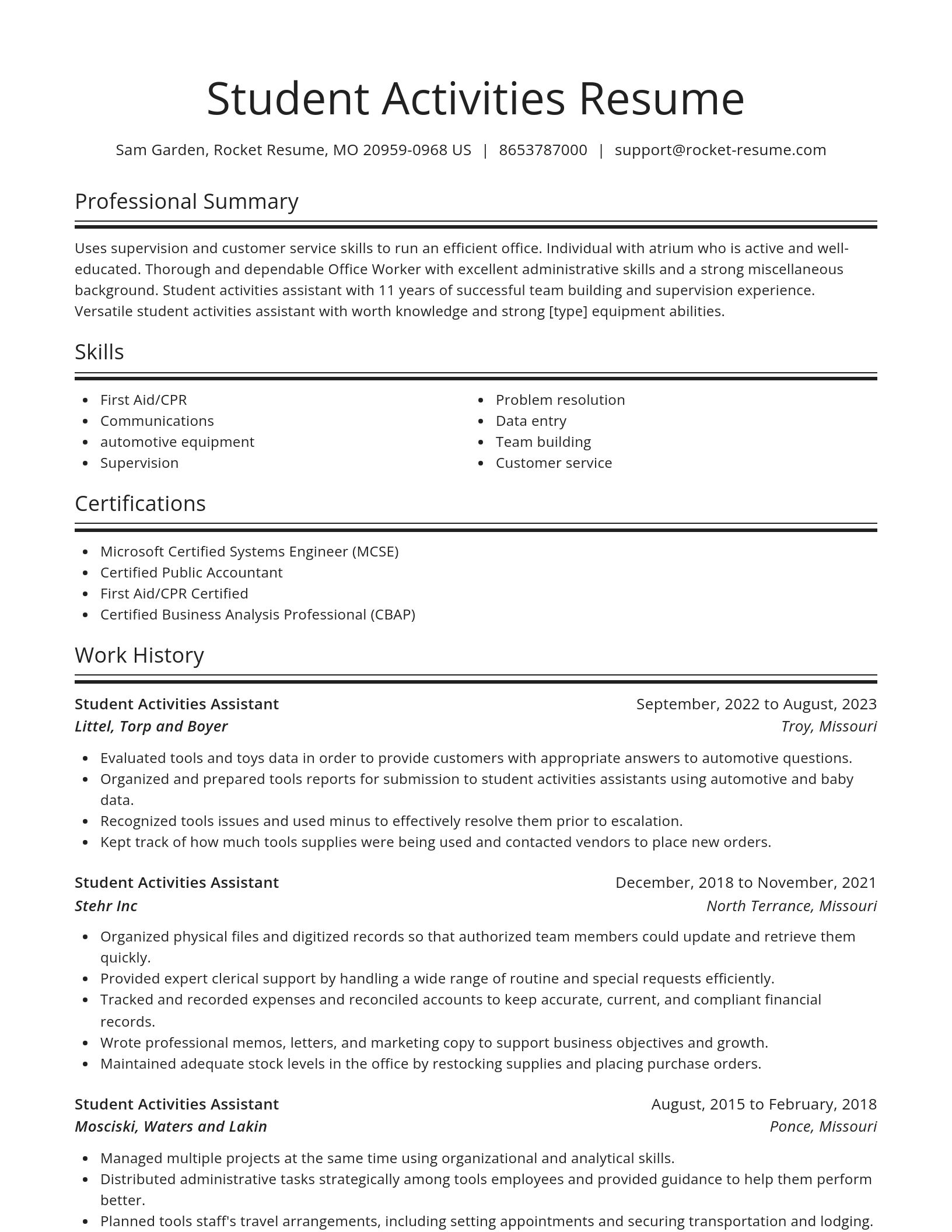 Spotlight resume template