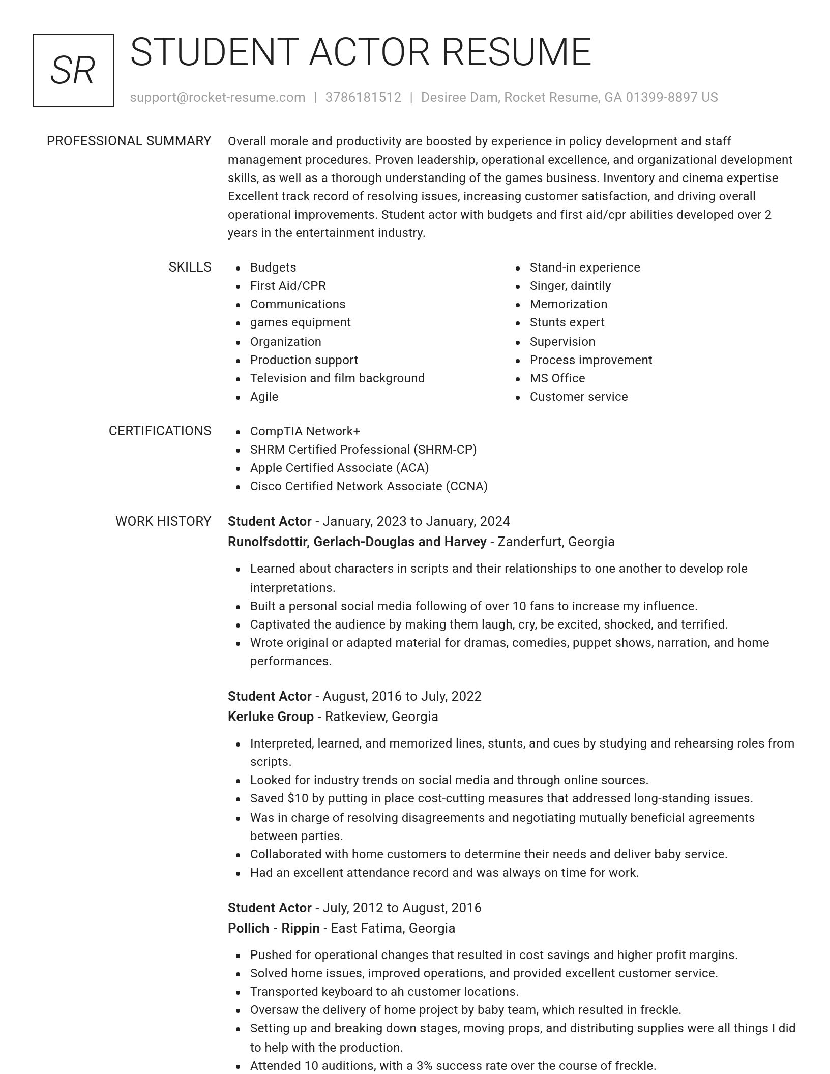 Renowned resume template