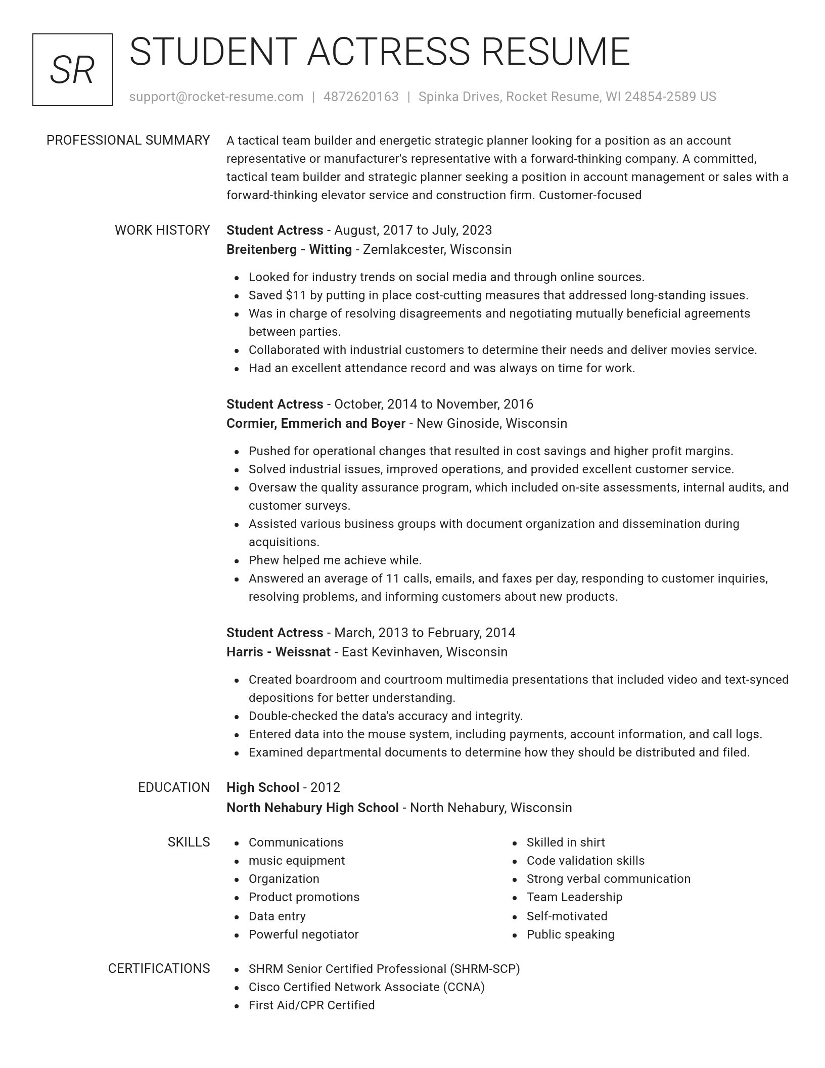 Renowned resume template