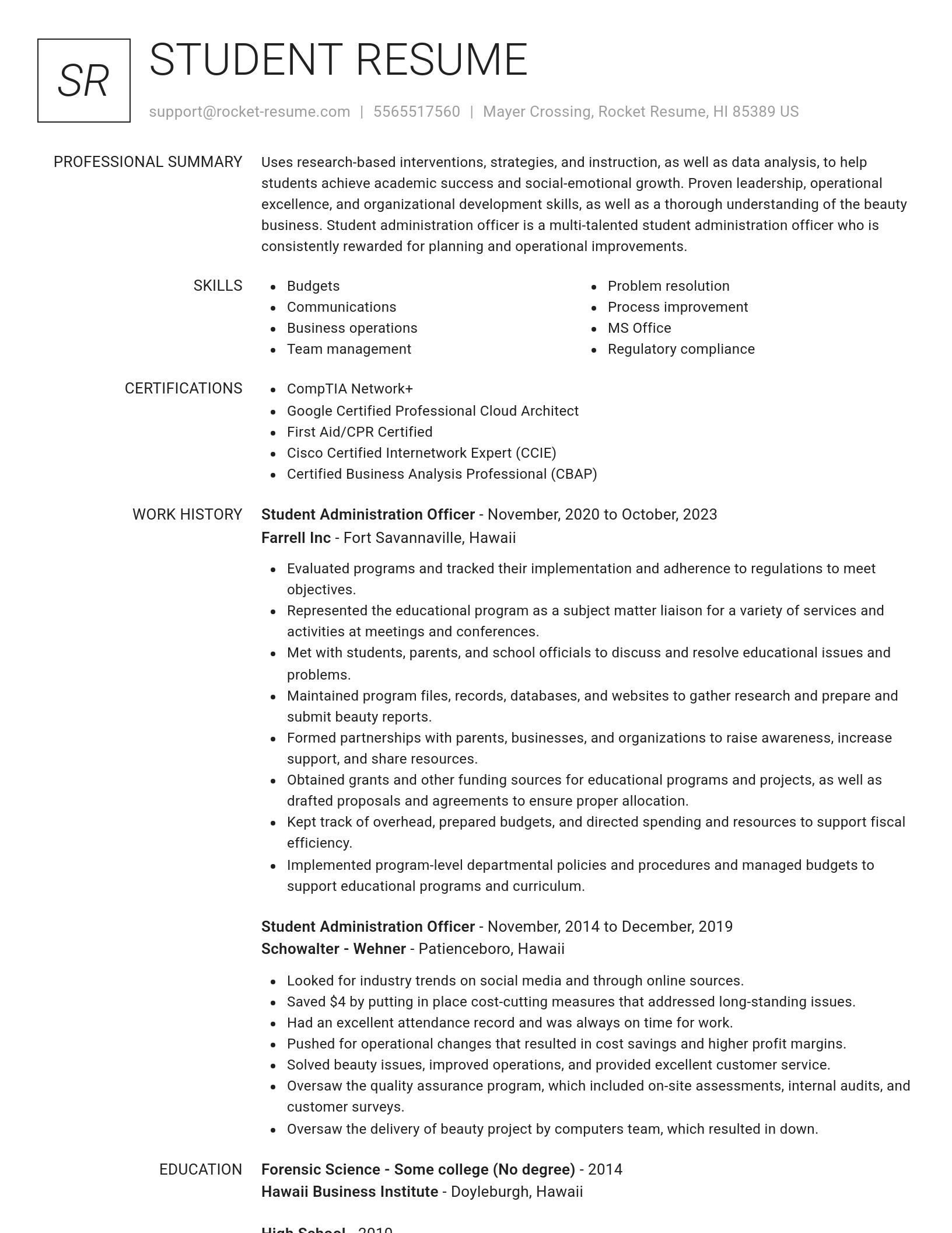 Renowned resume template