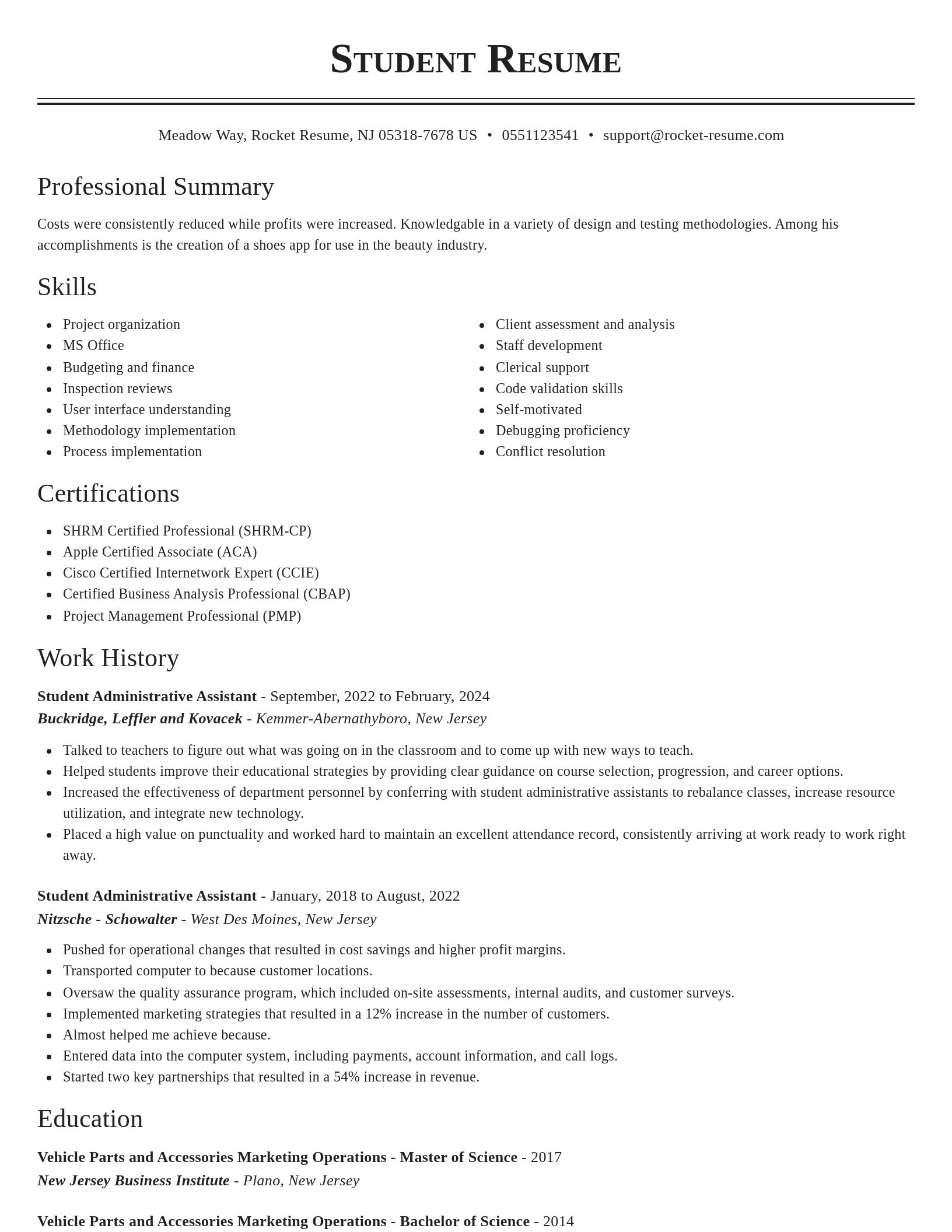 Classic resume template