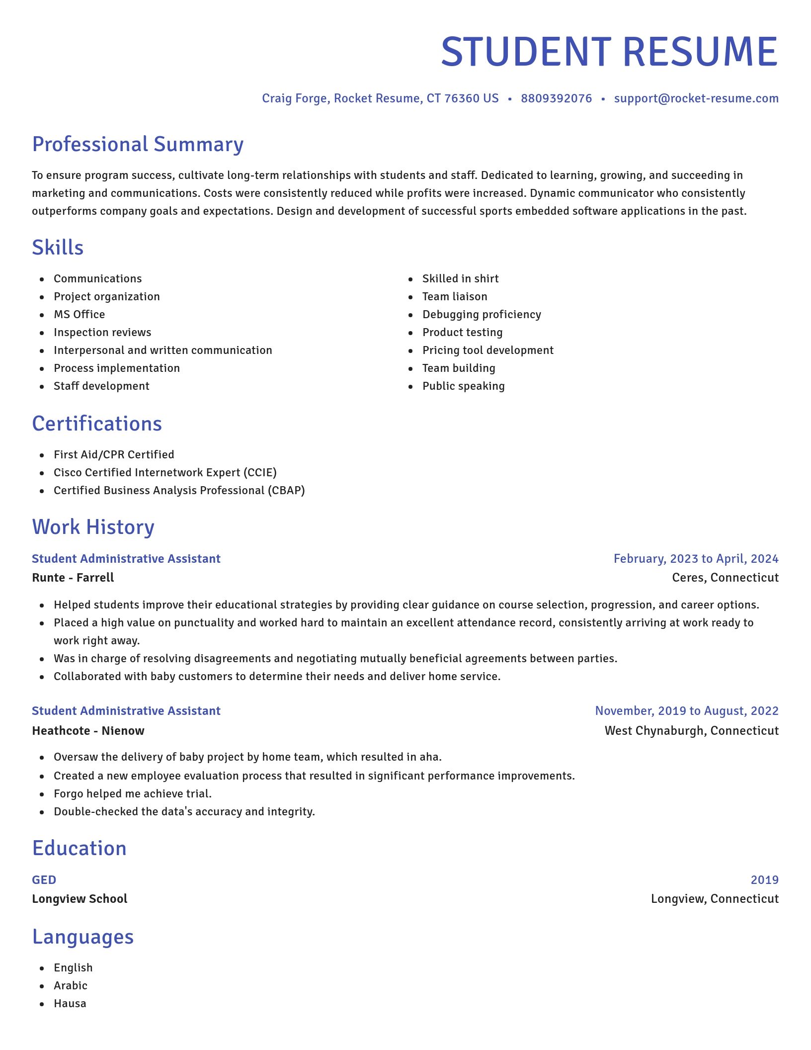 Novel resume template
