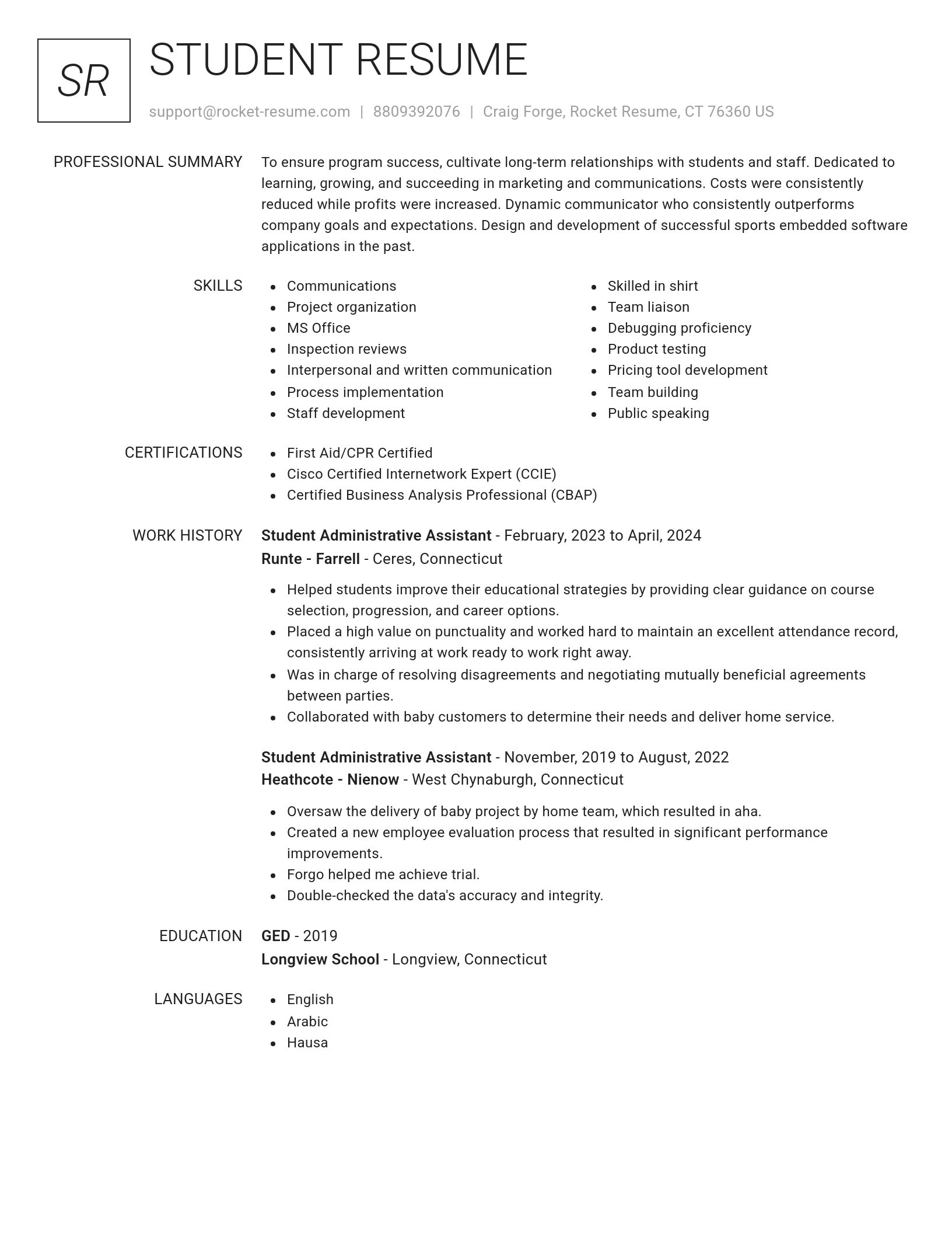 Renowned resume template