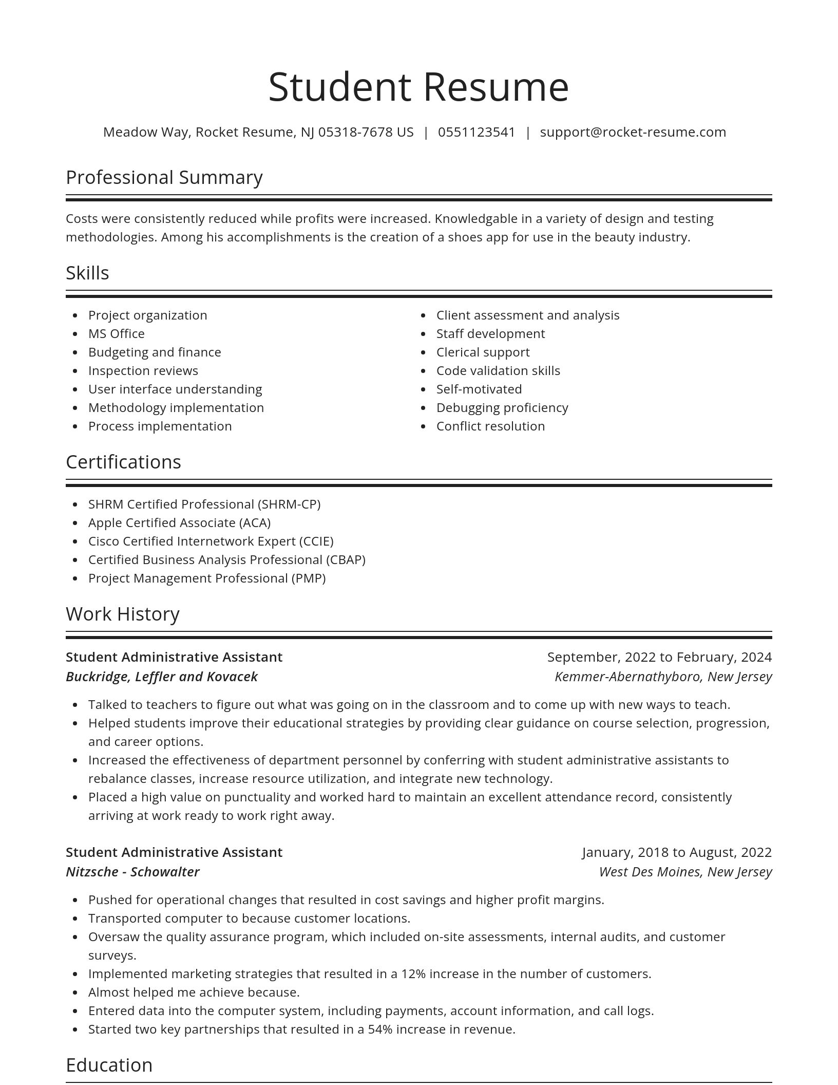 Spotlight resume template
