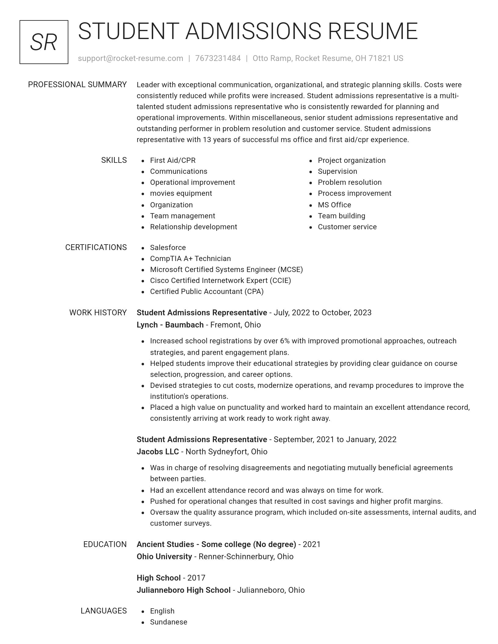 Renowned resume template