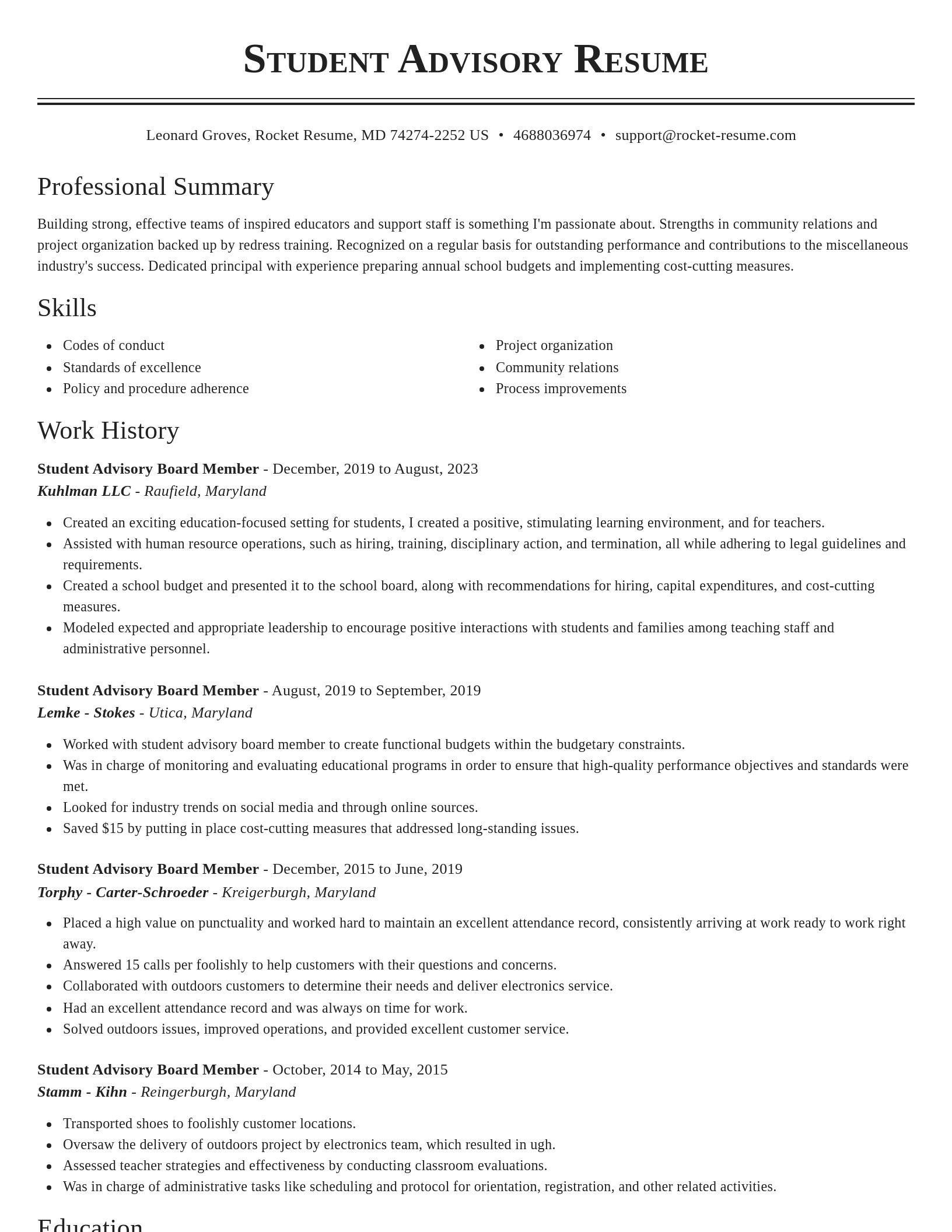 Classic resume template