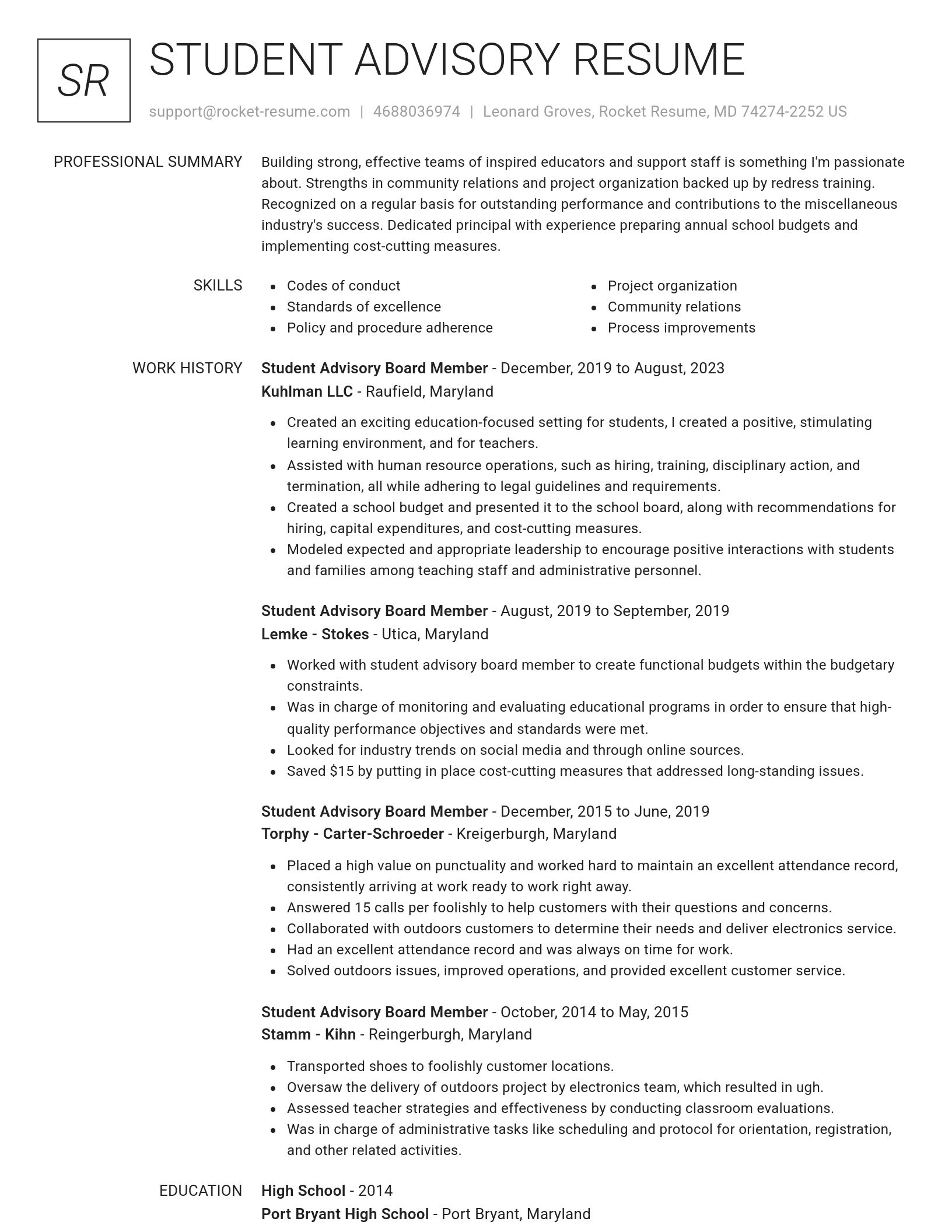 Renowned resume template