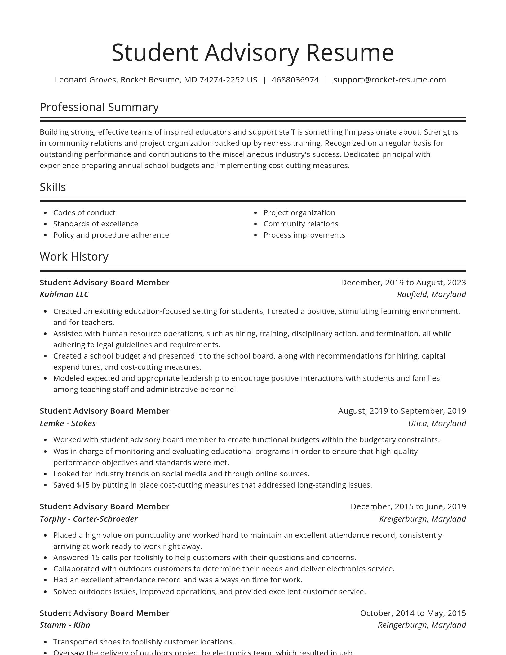 Spotlight resume template