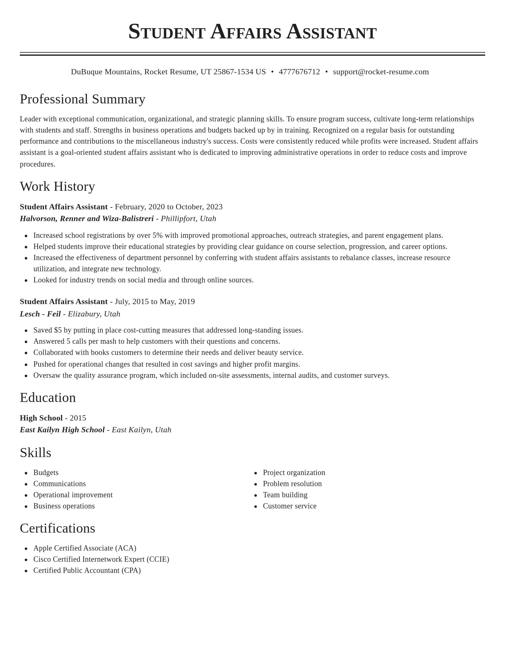 Classic resume template