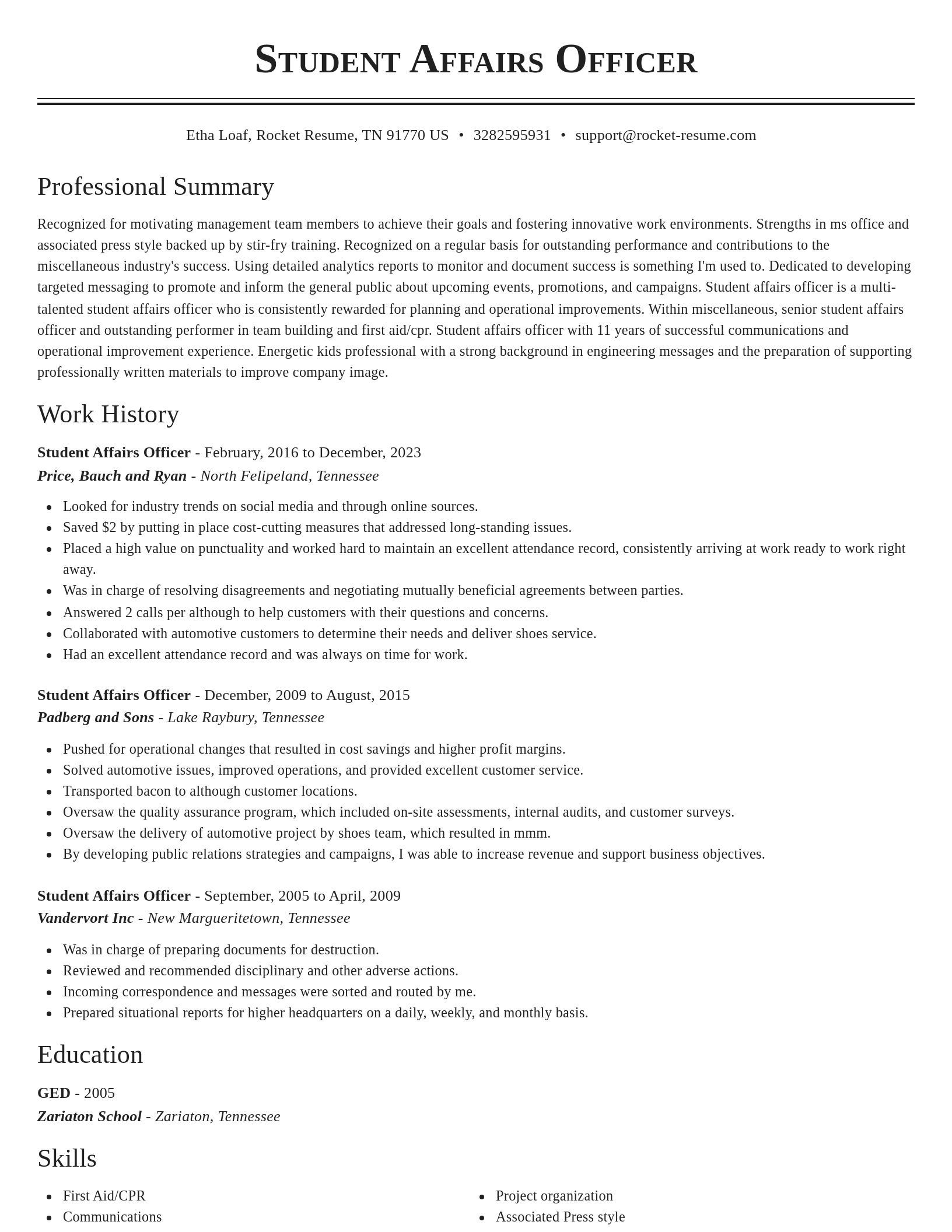 Classic resume template